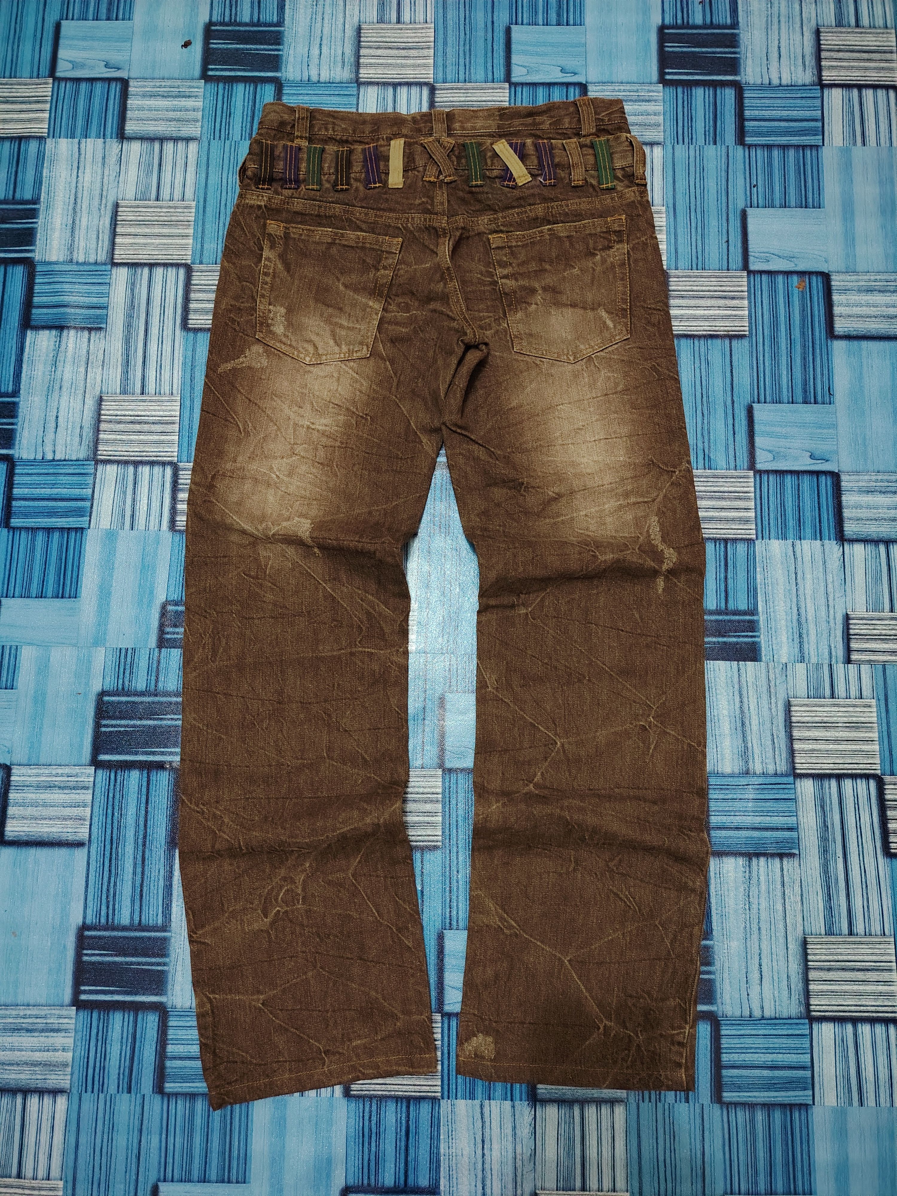 Who Decides War Rare Japanese Brown Nylaus Double waist Flared Jeans Size US 32 / EU 48 - 13 Thumbnail