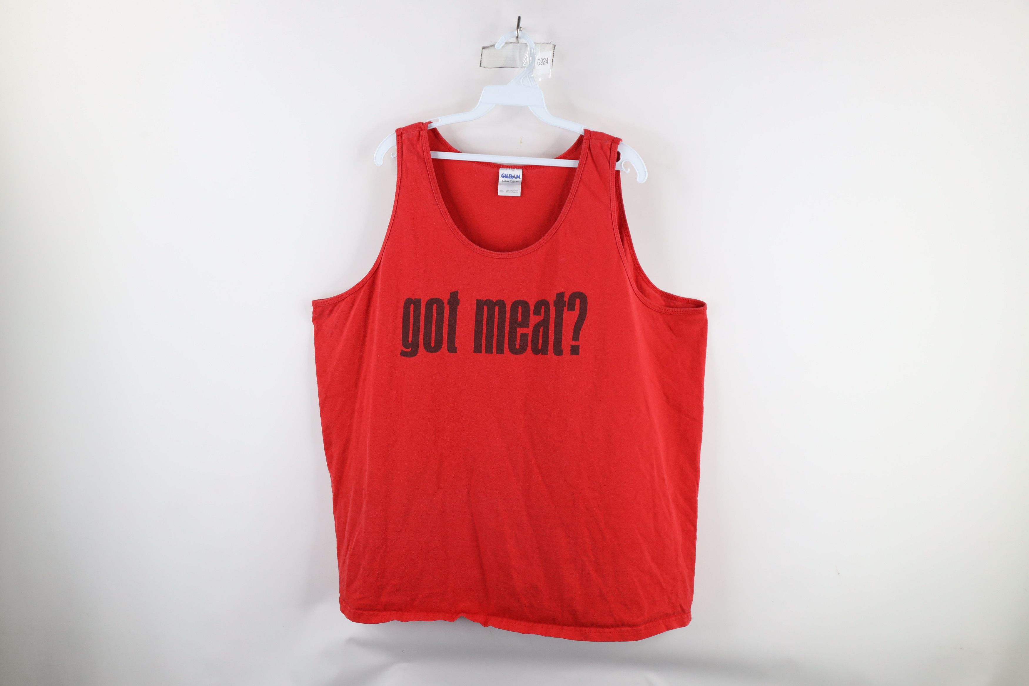 Vintage Vintage 90s Out Got Meat Beef Tank Top T-Shirt Red Cotton Size US XXL / EU 58 / 5 - 1 Thumbnail