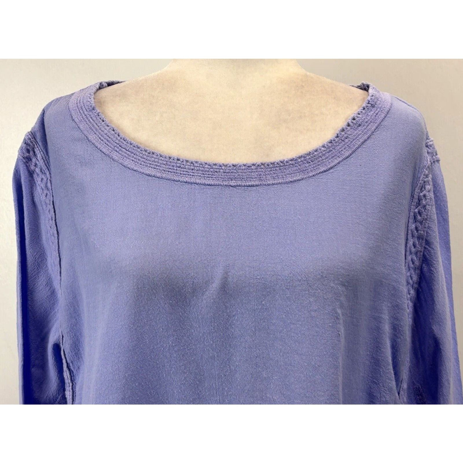 Vintage Chicos Women's Blue Lace Trim Casual Top Shirt, X-Large Size XL / US 12-14 / IT 48-50 - 5 Thumbnail