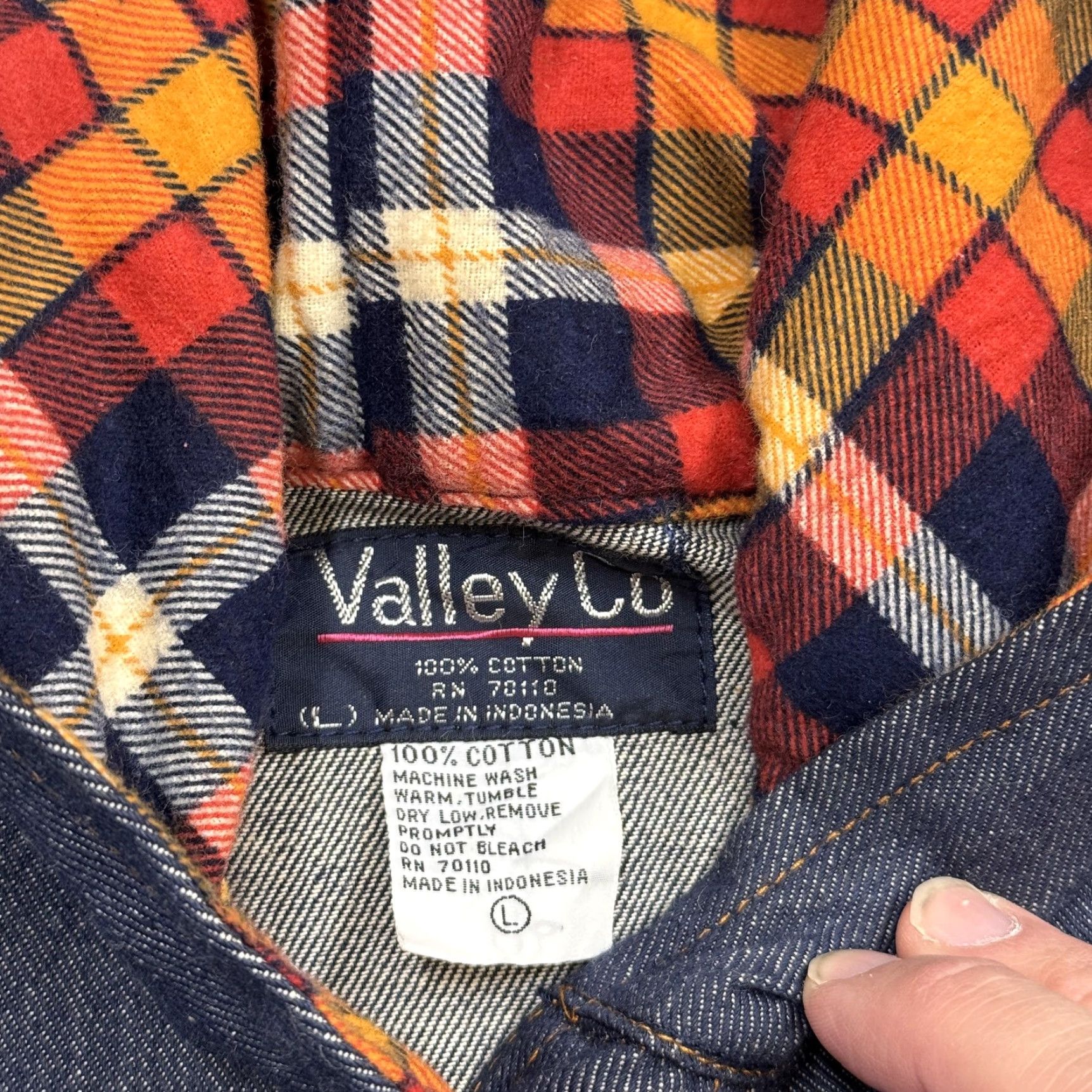 CO Vally Co Jacket Mens L Blue Hooded Denim Flannel Lined Chore Coat Workwear Size US L / EU 52-54 / 3 - 3 Thumbnail
