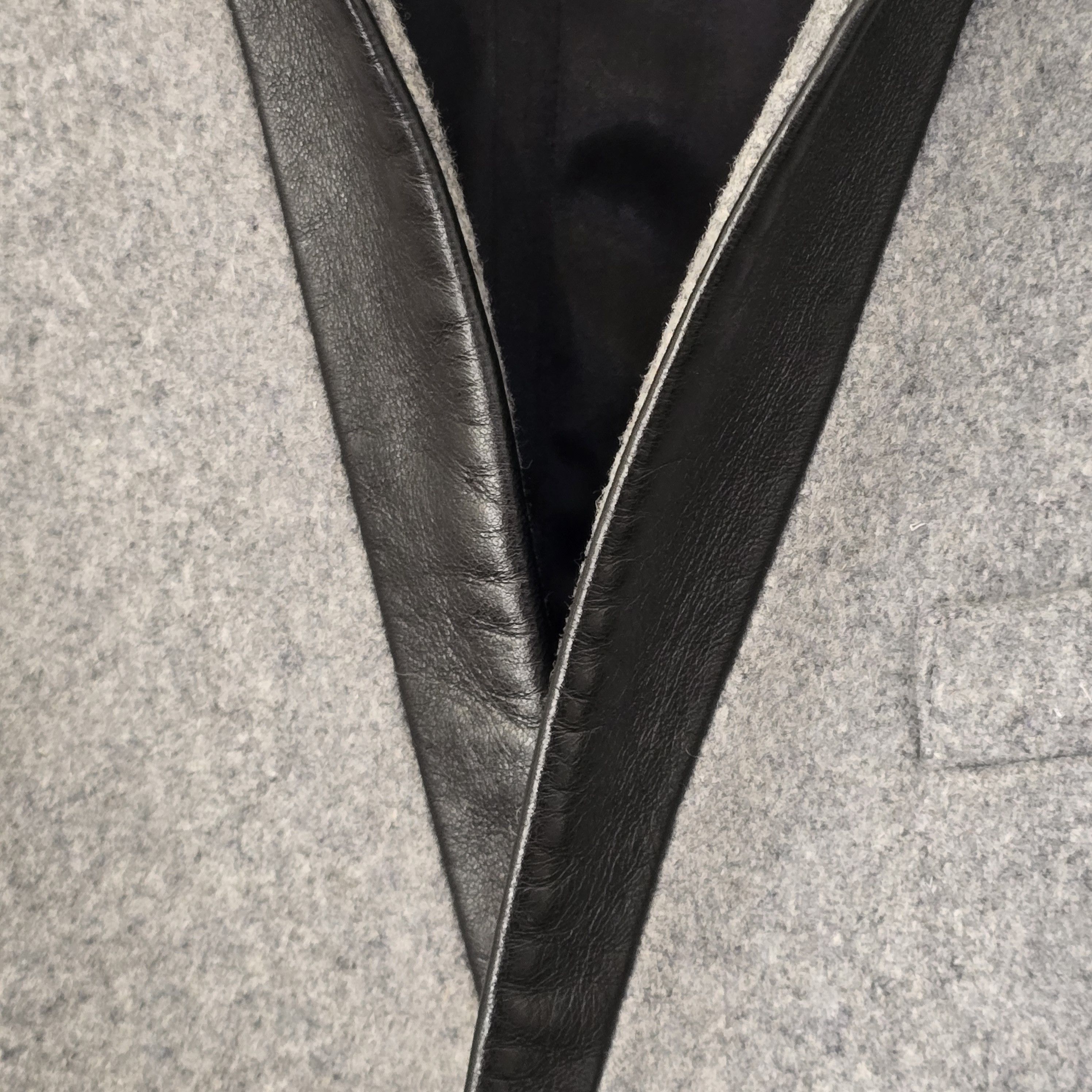 Sandro Wool dinner jacket w/ leather trim Size 46R - 2 Thumbnail