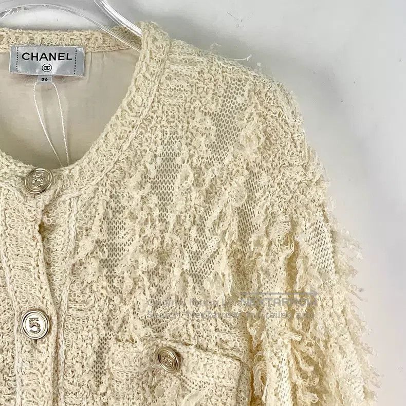 Chanel Chanel Beige tassel cotton round-neck single-breasted long Size XS / US 0-2 / IT 36-38 - 3 Thumbnail