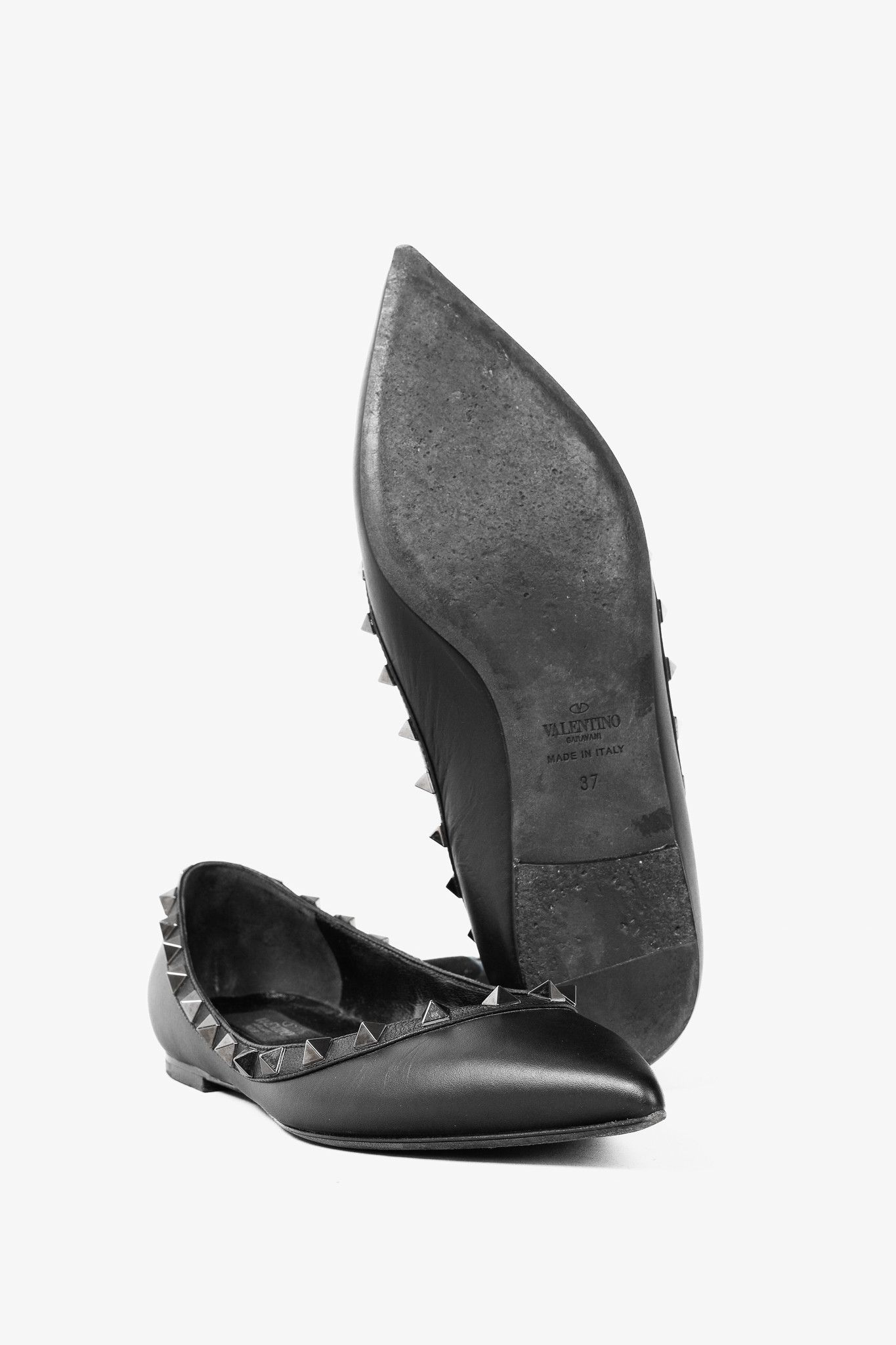 Valentino Valentino Garavani Nero Rockstud Noir Leather Flats Size US 6.5 / IT 36.5 - 4 Thumbnail