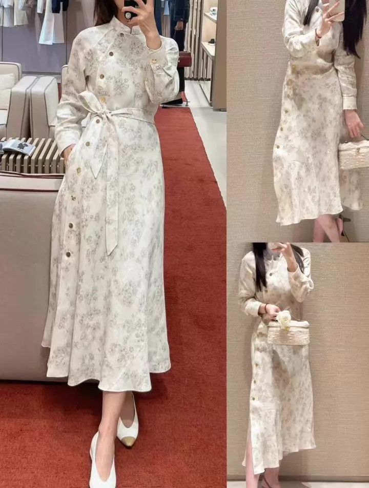Loro Piana LP Chinese SlantCollar Sakura Linen Dress 40 99New Size S / US 4 / IT 40 - 1 Thumbnail