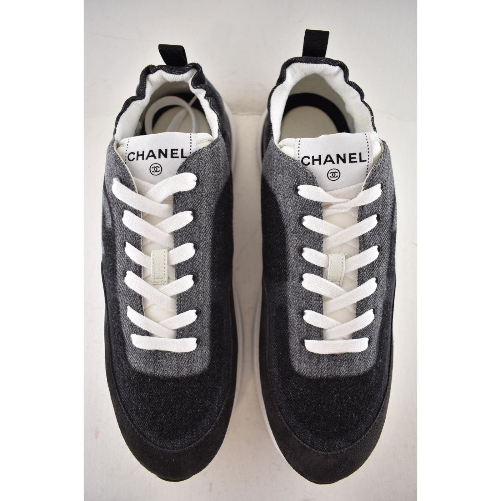 Chanel Mens Denim CC Logo Lace Up Low Top Trainer Sneaker Size US 11 / EU 44 - 9 Thumbnail