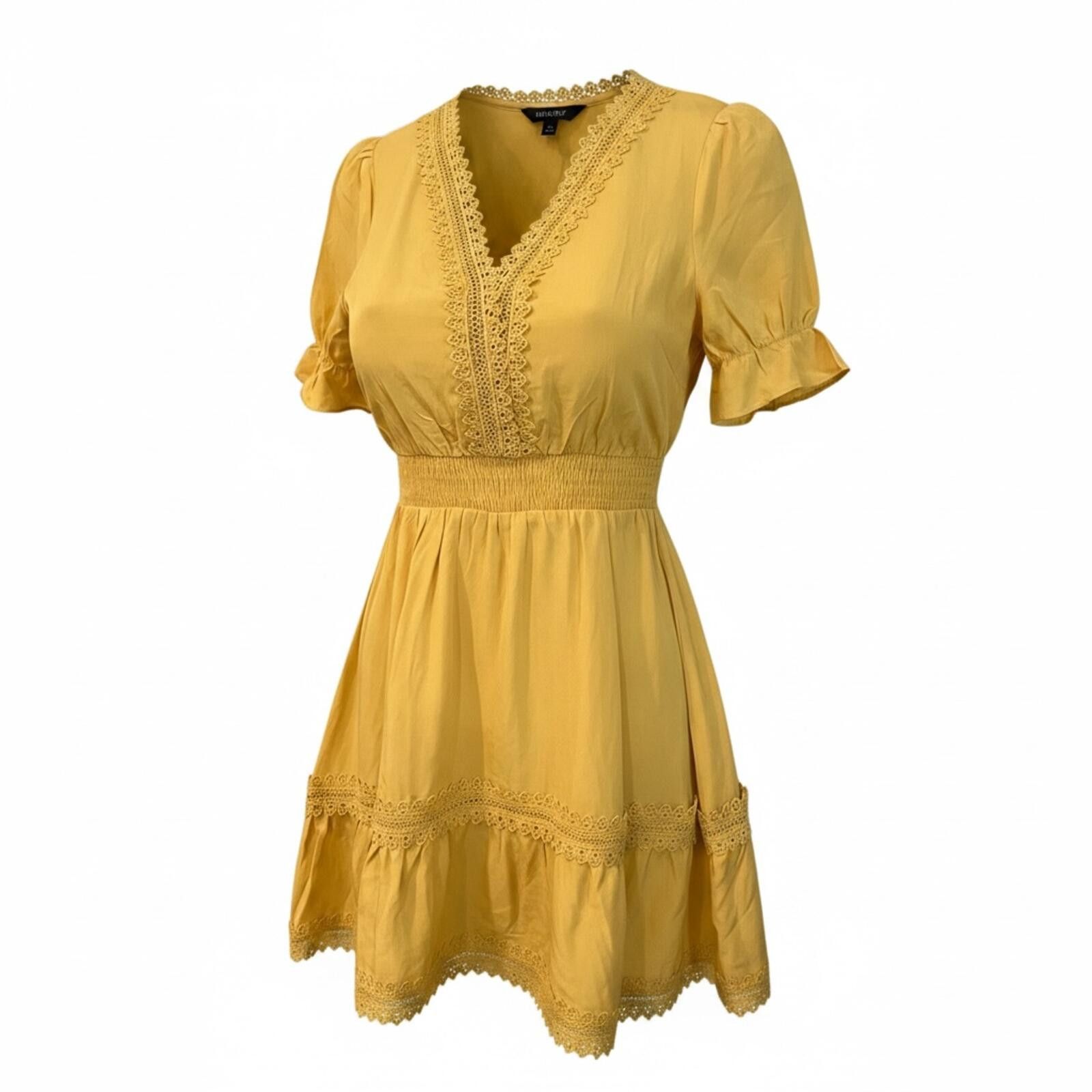 Other NWT Topshop Yellow Lace Trim Smocked Waist Dress Size XS / US 0-2 / IT 36-38 - 1 Thumbnail
