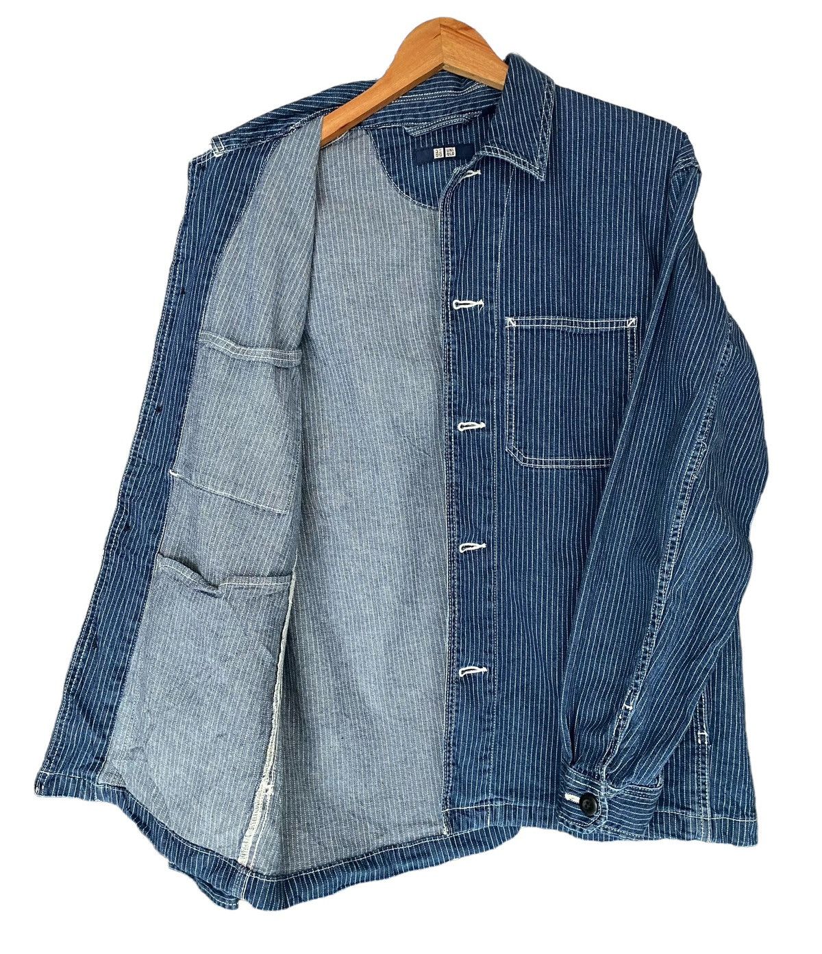 Uniqlo Rare UNIQLO Wabash Stripes Chore Denim Jacket sz M Size US M / EU 48-50 / 2 - 15 Thumbnail