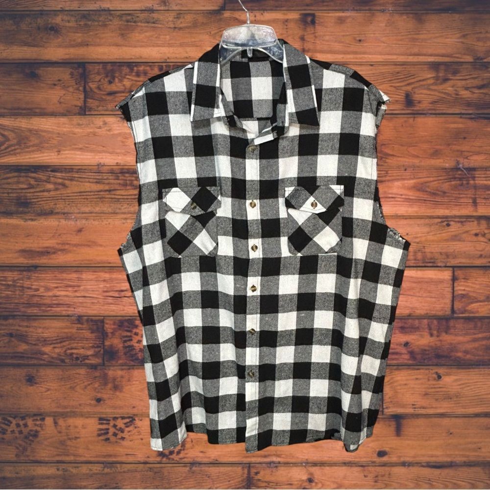 Other Sleeveless Flannel Plaid Vest Hoodie Shirt XXL Grailed