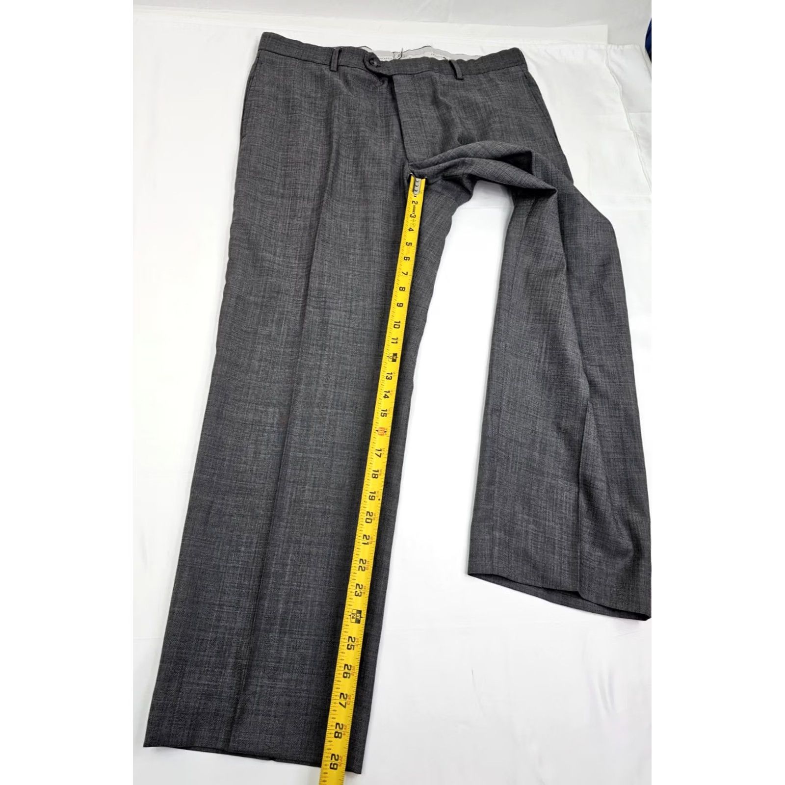 Joseph Abboud JOSEPH ABBOUD Dress Pants Men 36x29 Wool Tollegno 1900 Super 120s Heather Gray Flat Front, Regular Fit, Button Pockets, Dress Trouser Size US 36 / EU 52 - 3 Thumbnail