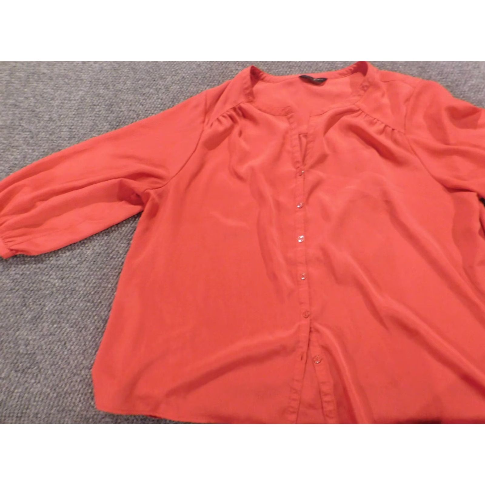 Vintage Investments Blouse 3X Plus Women Red Round Neck Pullover Polyester Long Sleeve Casual Sleeve Stretch Basic Rose Vintage No Size XXL / US 16-18 / IT 52-54 - 2 Thumbnail
