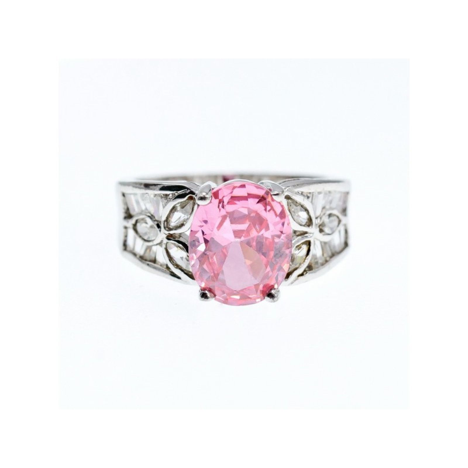Jewelry 925 STERLING SILVER PINK & WHITE CZ RING SIZE 8 Size ONE SIZE - 1 Thumbnail