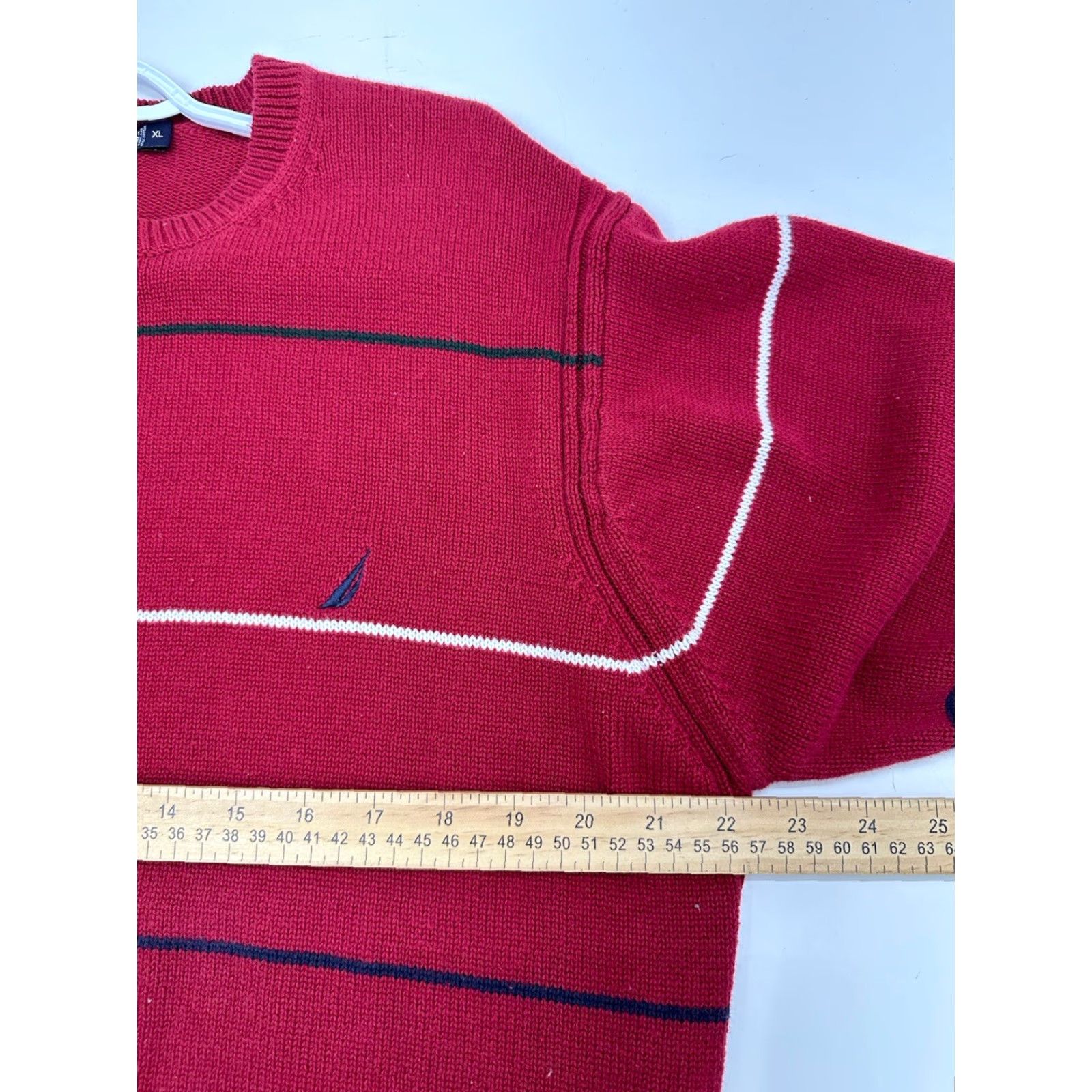 Nautica Nautica Sweater Mens XL Red Striped Long Sleeve Knit Cotton Vintage Size US XL / EU 56 / 4 - 7 Thumbnail