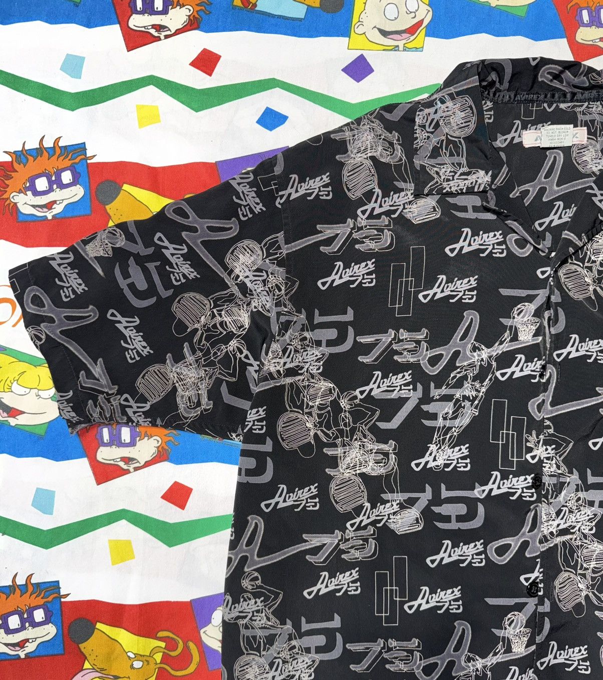 Avirex Y2K Avirex Black Basketball Short Sleeve Button Down Shirt Size US L / EU 52-54 / 3 - 4 Thumbnail