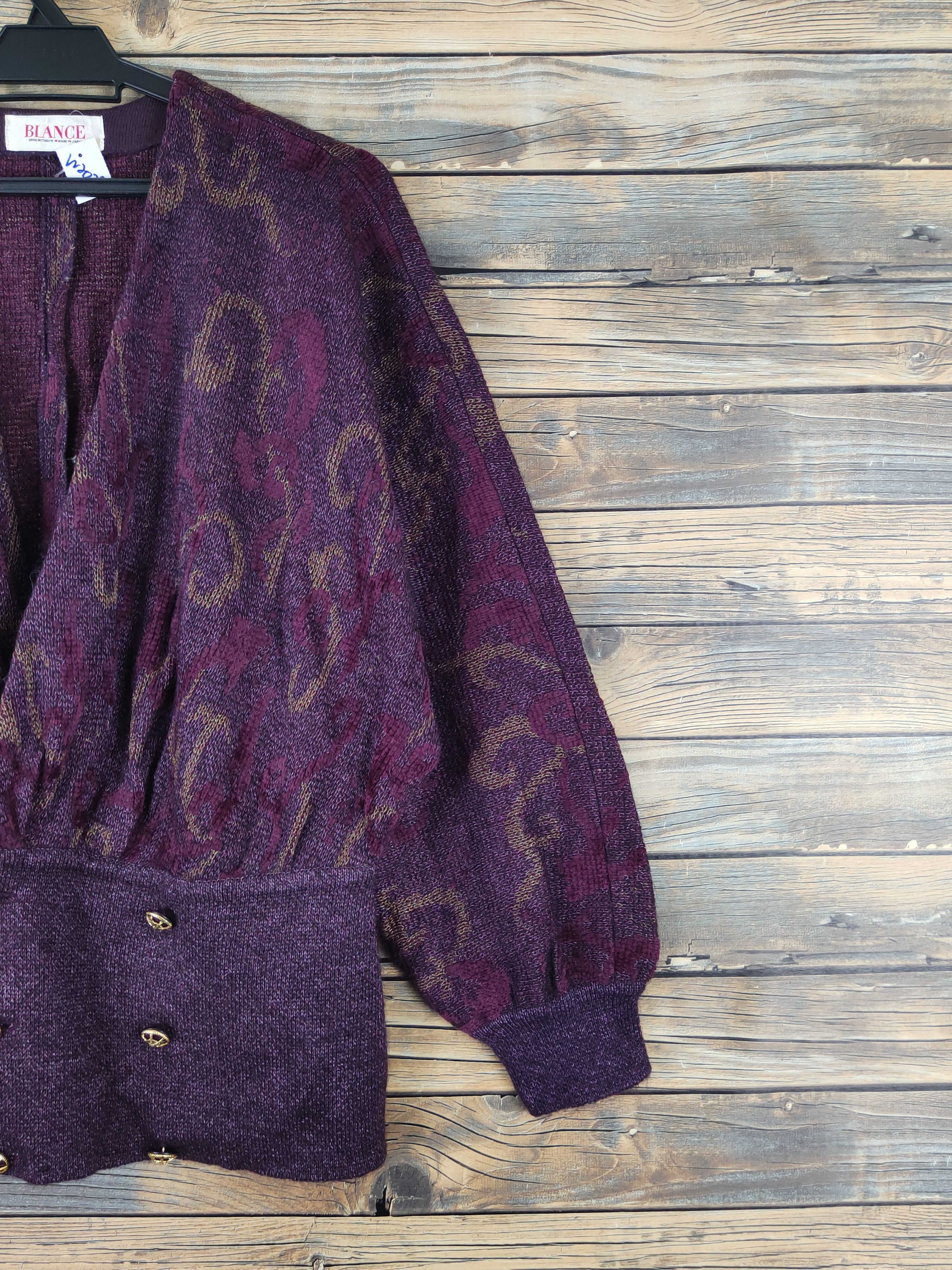 Homespun Knitwear Blance Dark Purple Knitwear Blouses cardigan vintage #W2028 Size M / US 6-8 / IT 42-44 - 5 Thumbnail