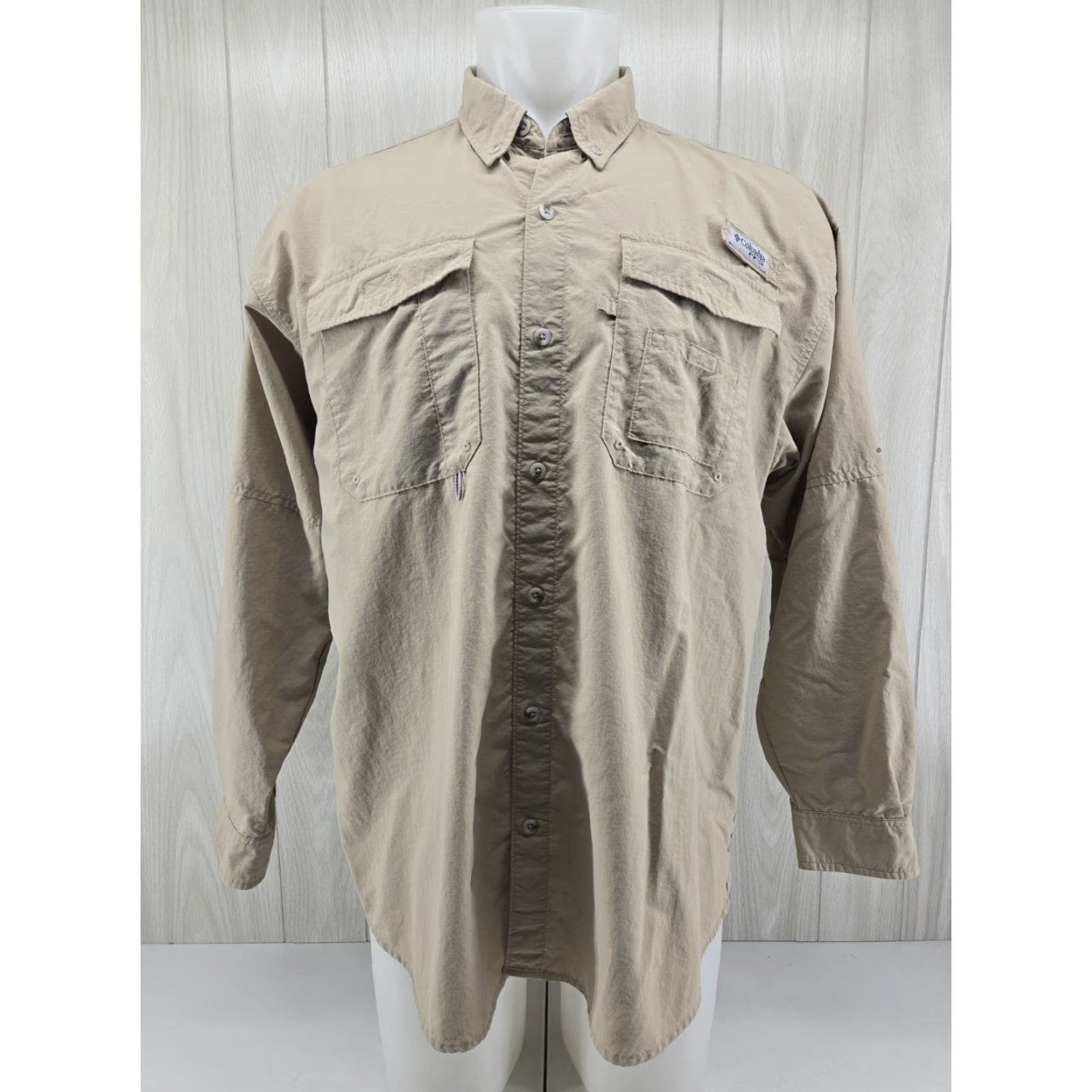 Vintage Columbia PFG Mens XL Long Sleeve Shirt Tan Khaki Omni-Shade Vented #2 Size US XL / EU 56 / 4 - 2 Thumbnail