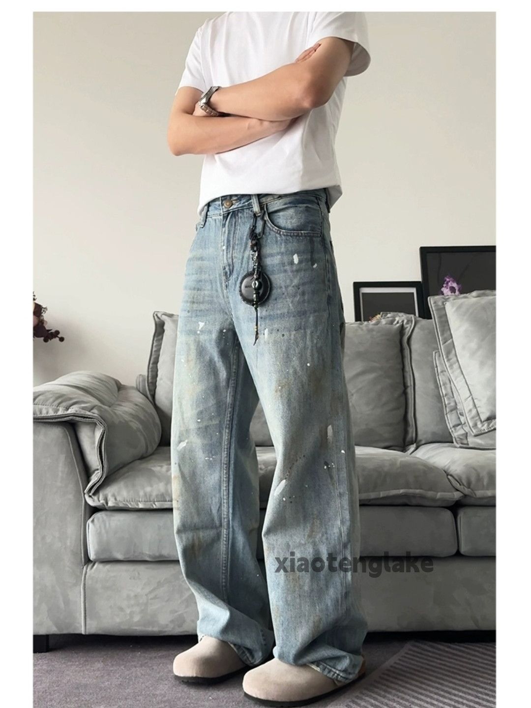 Jean × Vintage washed faded loose baggy stain paint rusty jeans Size US 28 / EU 44 - 6 Thumbnail