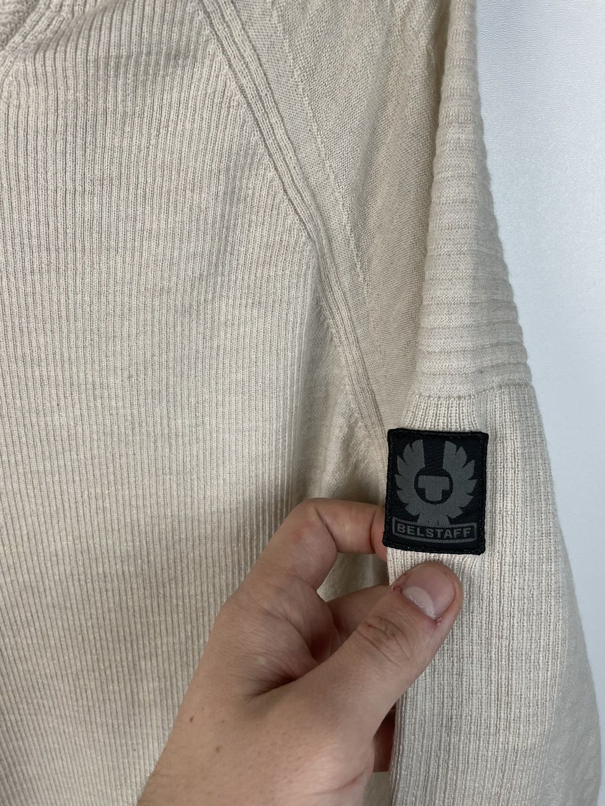 Belstaff Belstaff Wool Patch Sweater Beige Size XXXL Size US XXL / EU 58 / 5 - 3 Thumbnail