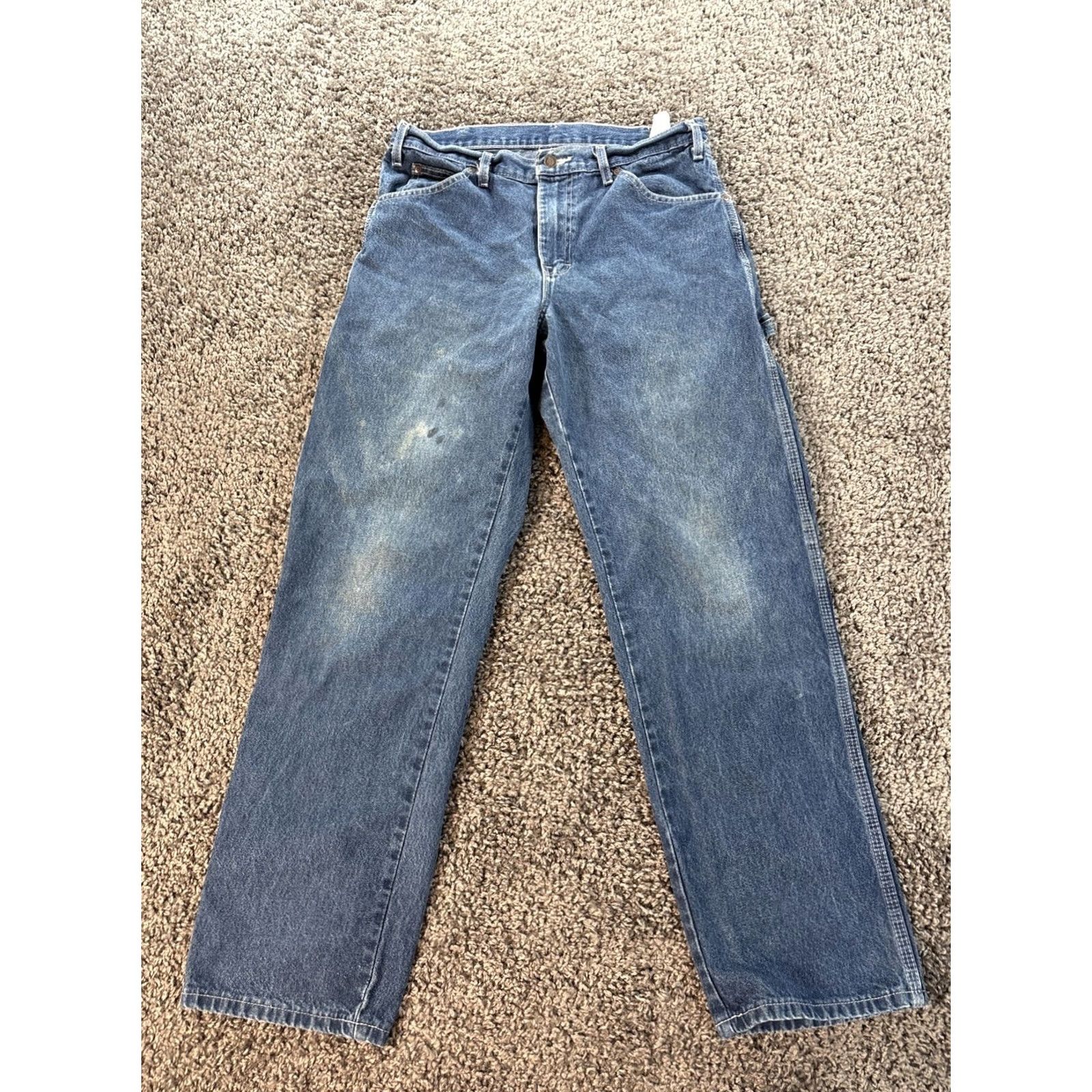 Dickies VINTAGE Dickies Denim Carpenter Pants Jeans 32x30 Distressed 90s Skater Work Blue Mens Regular 5-Pocket Denim Cotton Button Zip Size US 32 / EU 48 - 2 Thumbnail