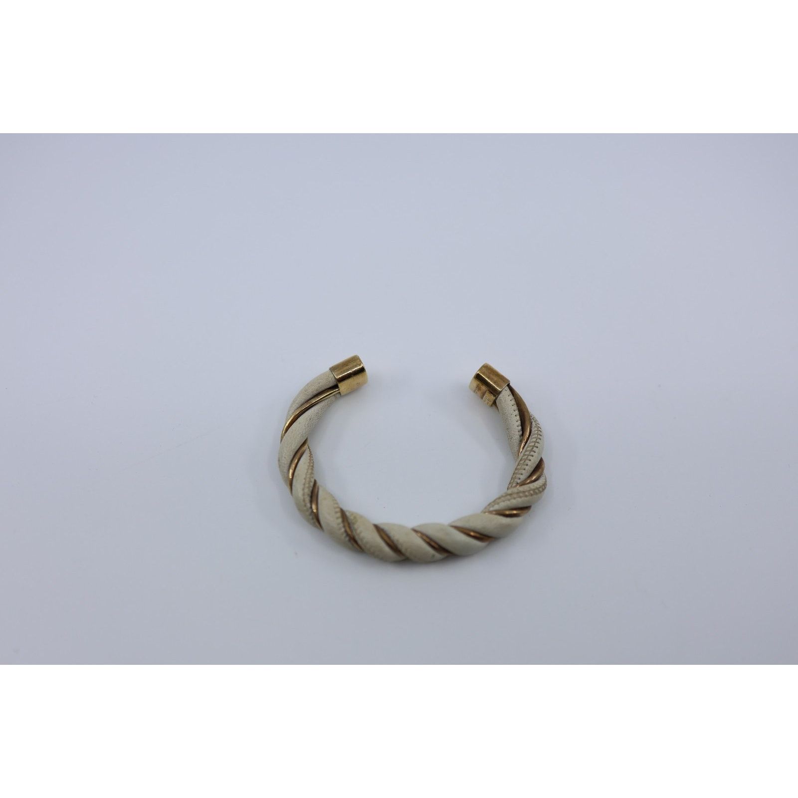 Bottega Veneta BOTTEGA VENETA Twist Cuff Gold Plated Leather Bracelet Sz M Size ONE SIZE - 4 Thumbnail