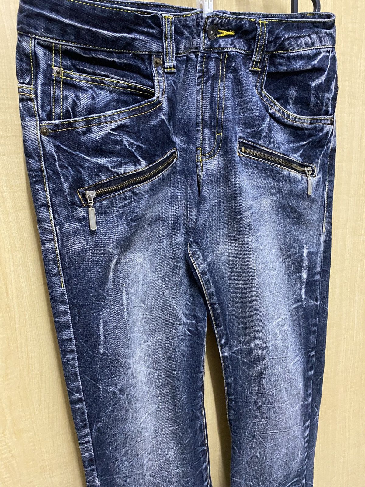 Japanese Brand Blow By Blue Acid Wash Denim Flare Jeans Size US 34 / EU 50 - 2 Thumbnail