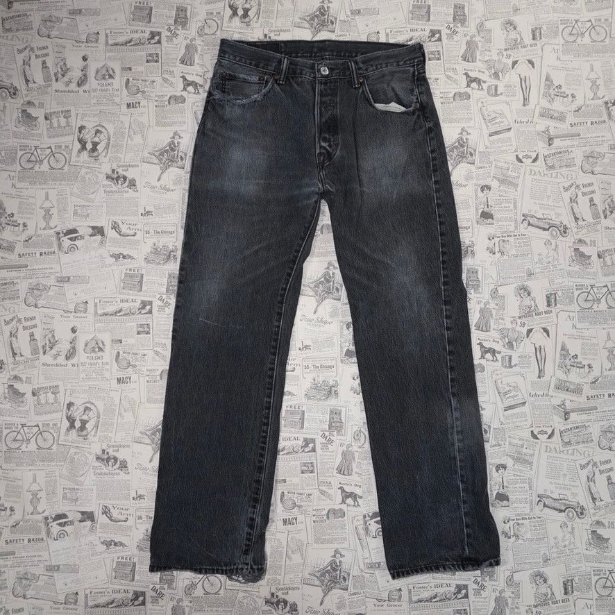 Levi's 34x32 - Vintage Y2K Levi’s 501 wash faded black denim jeans Size US 34 / EU 50 - 2 Thumbnail