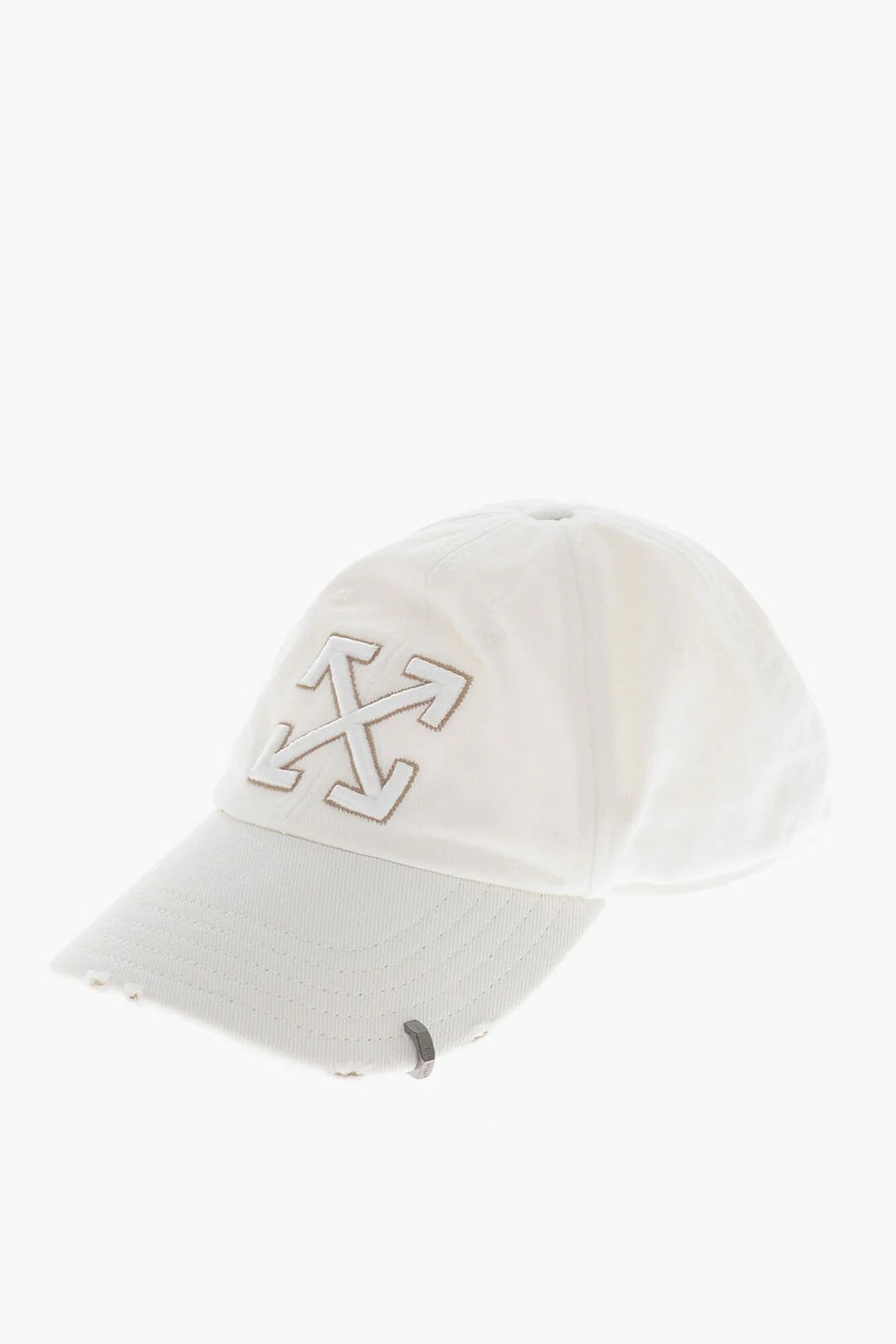Off-White og1mm0426 Size: OS/Distressed Cotton Baseball Cap/Hat White Size ONE SIZE - 1 Thumbnail