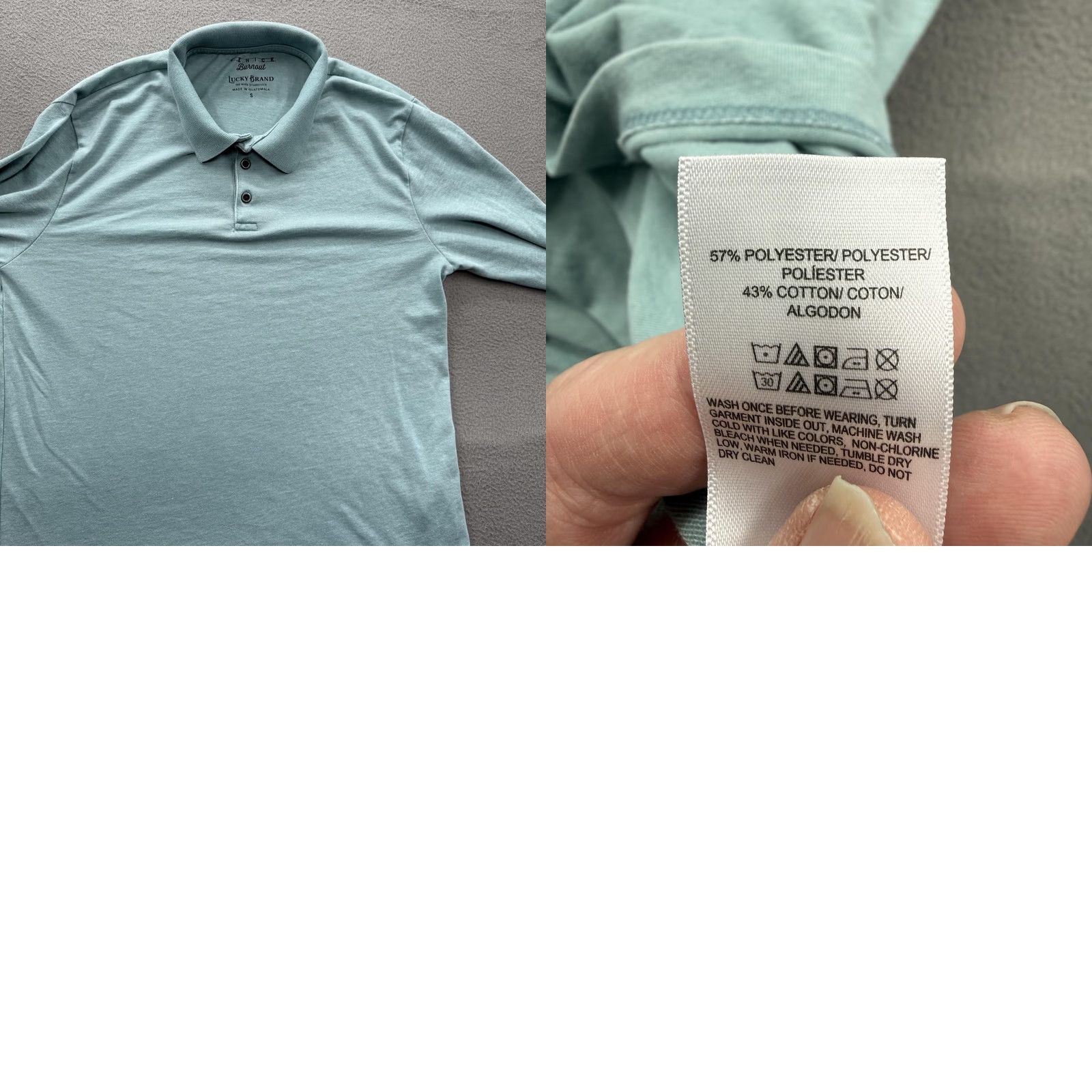 Lucky Brand Lucky Brand Polo Shirt Mens Small Green Long Sleeve Venice Burnout Top Size US S / EU 44-46 / 1 - 8 Thumbnail