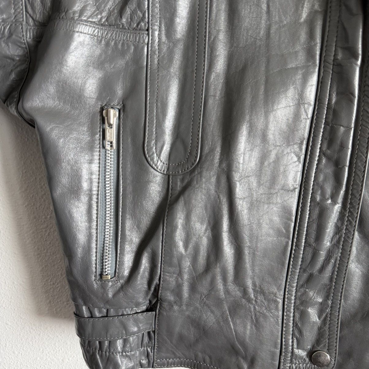 Other Vintage Split End Ltd 100% Leather Jacket Womens 9/10 Gray Size L / US 10 / IT 46 - 5 Thumbnail