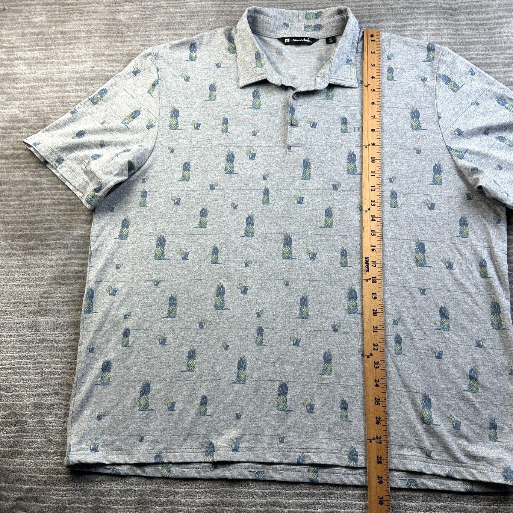 TravisMathew Travis Mathew Polo Shirt Mens 2XL Gray All Over Print Golf Performance Shirt Size US XXL / EU 58 / 5 - 8 Thumbnail