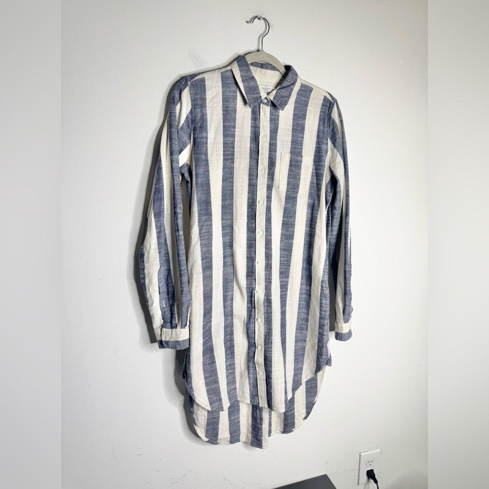Trovata Birds of Paradis by Trovata Blue & White Striped Linen Blen Size S / US 4 / IT 40 - 2 Thumbnail