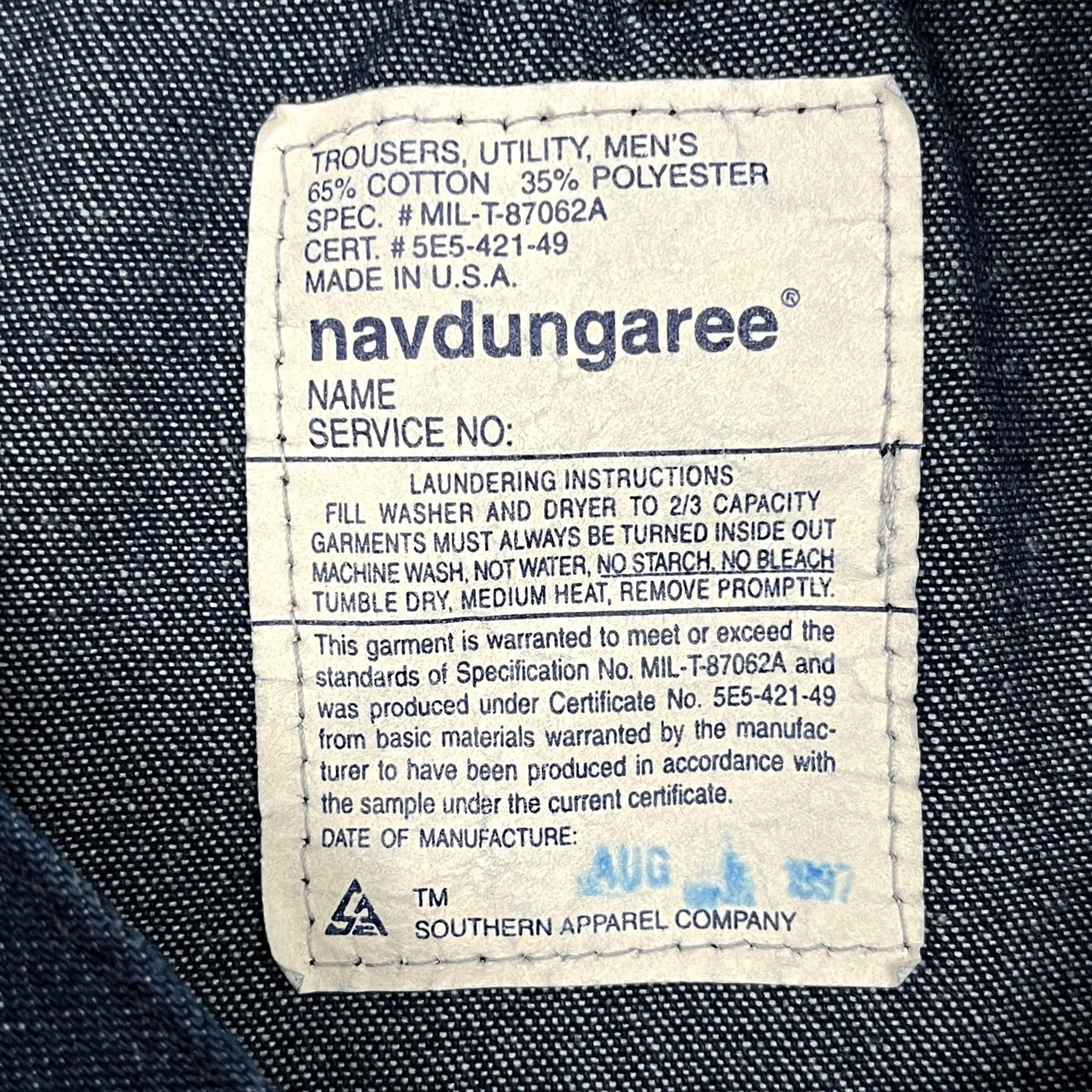 Bell VINTAGE Navdungarees Jeans Mens 32x34 Denim Blue 80s Flared Bell Utility Trousers US Navy Baggy Size US 32 / EU 48 - 2 Thumbnail