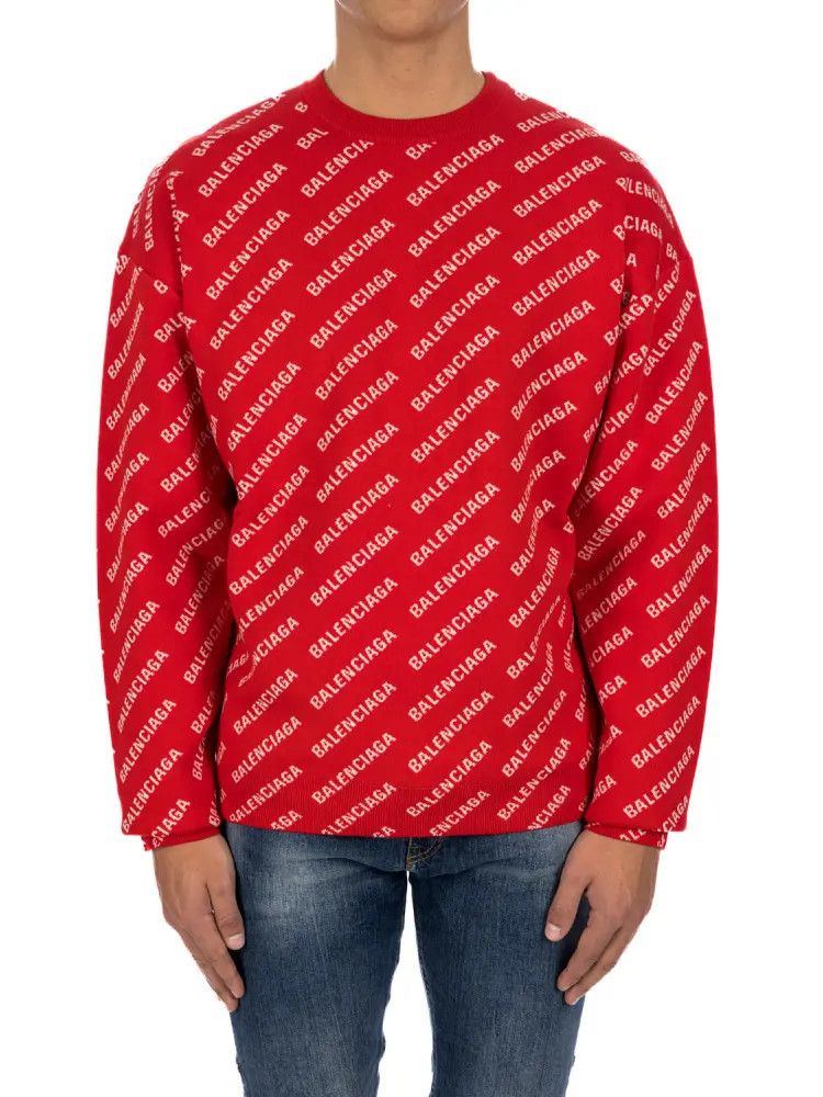 Balenciaga o1mt1gz0924 Mini Allover Logo Sweaters in Red Size US XL / EU 56 / 4 - 2 Thumbnail