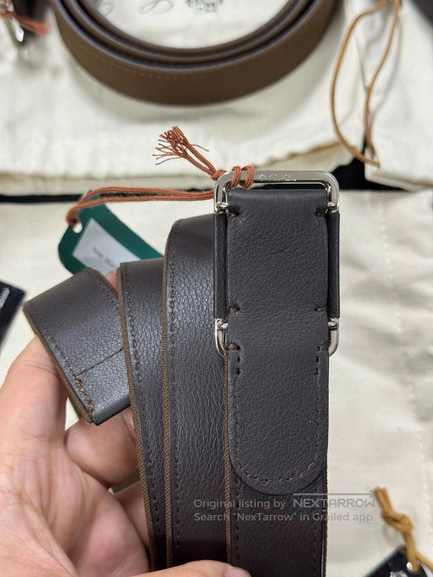 Loro Piana Loro Piana Men's Leather and Wool Belt. Size ONE SIZE - 3 Thumbnail