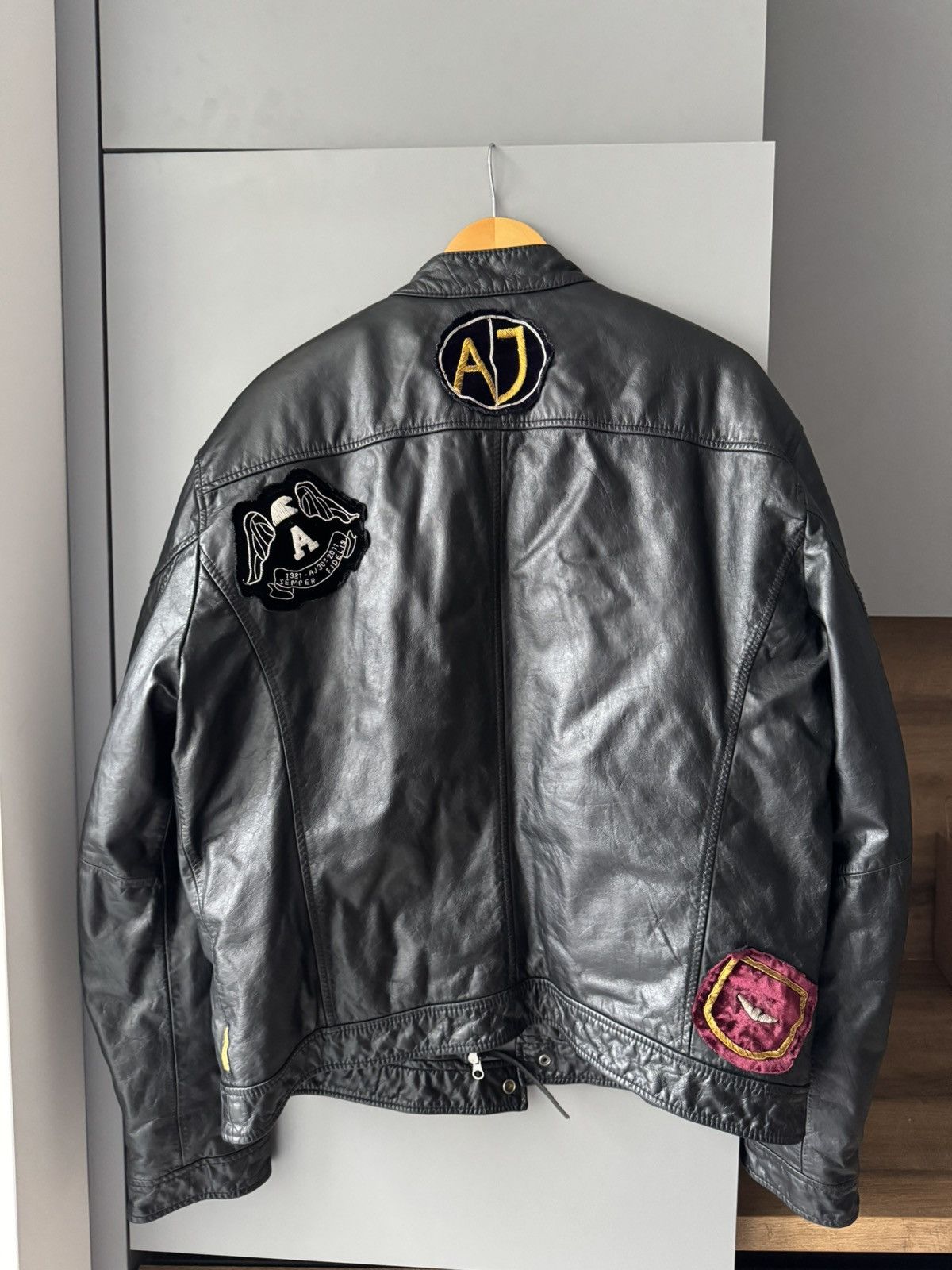 Armani Archived Armani Jeans Black Heavy Leather Bikers Jacket Size US XL / EU 56 / 4 - 9 Thumbnail