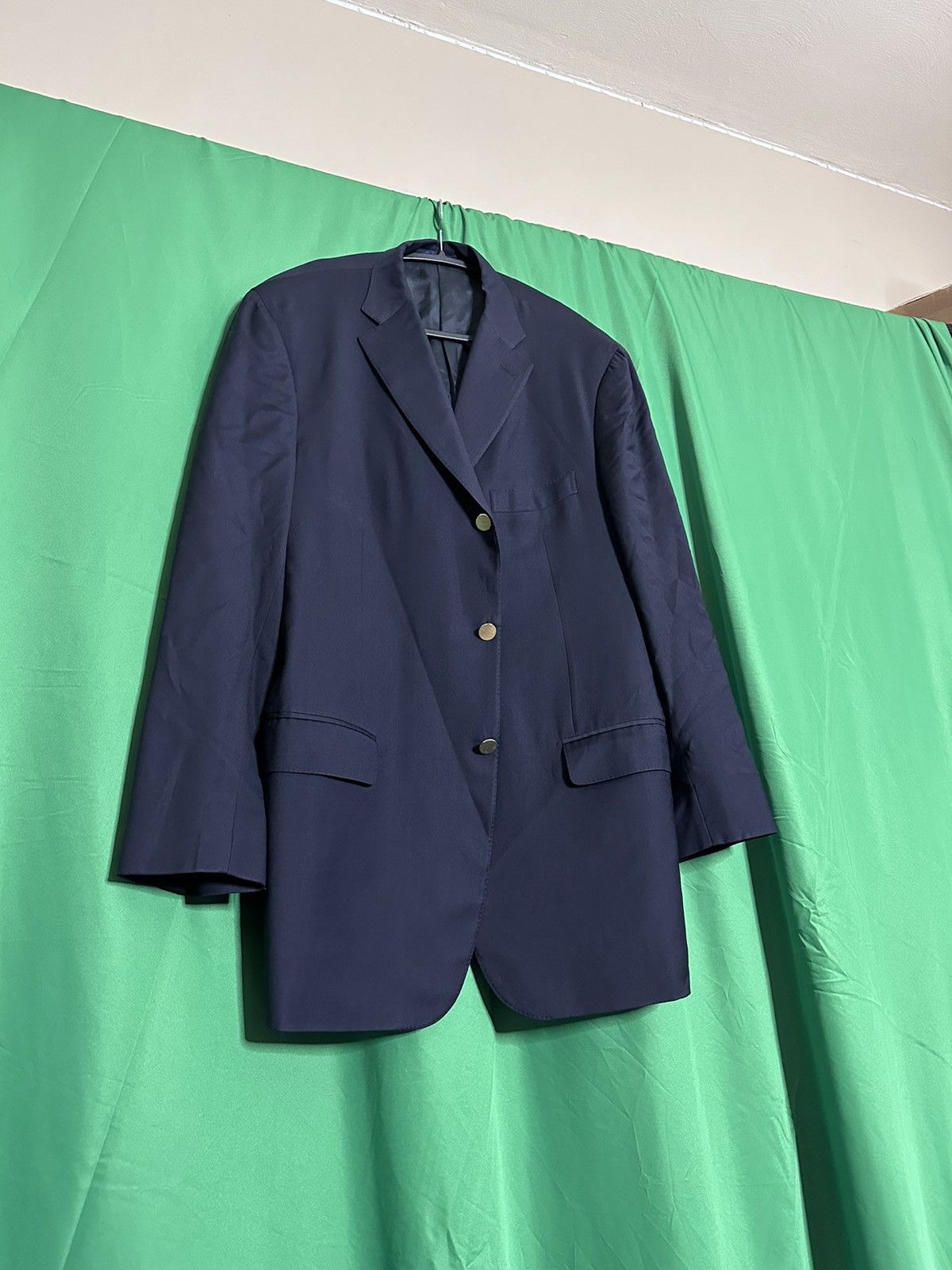 Isaia Navy gold button Super 150s blazer jacket Italy Size 44R - 15 Thumbnail