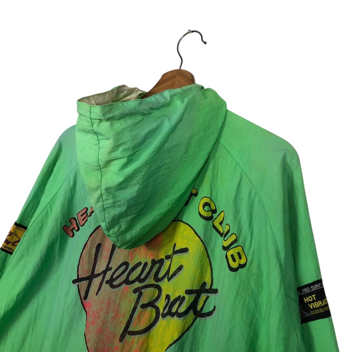 Japanese Brand 80s Heart Beat Club Neon Green Parka Vibration Surf Skate Size US M / EU 48-50 / 2 - 12 Thumbnail