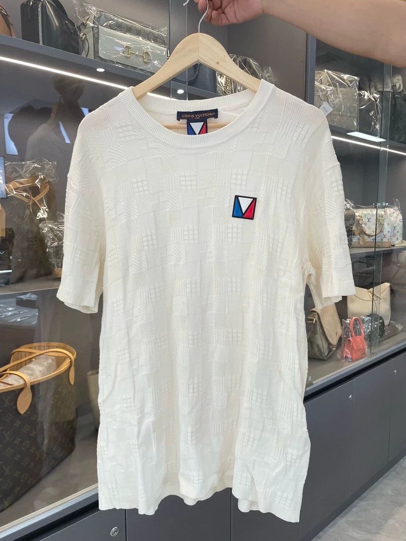 Louis Vuitton LV White Sailing Series Checkerboard Logo T-shirt Size US L / EU 52-54 / 3 - 1 Thumbnail