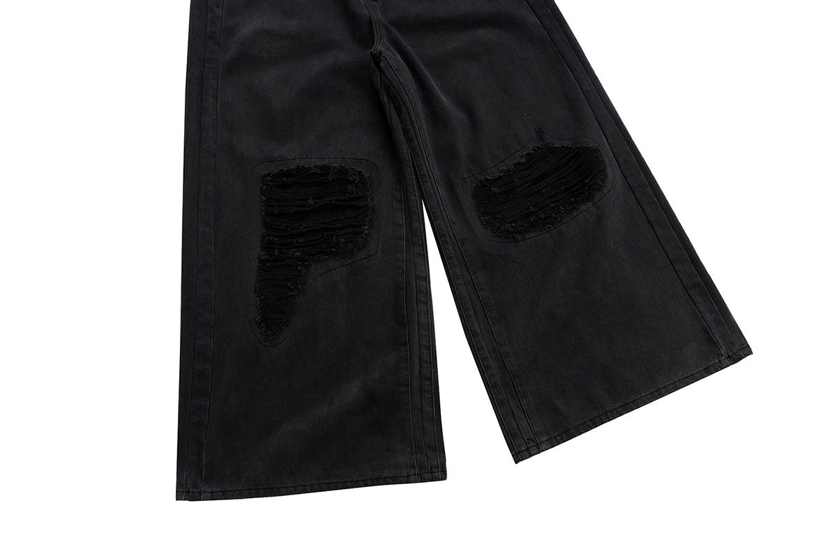 Jean Distressed Retro Hole Wide Leg Baggy Size US 35 - 6 Thumbnail