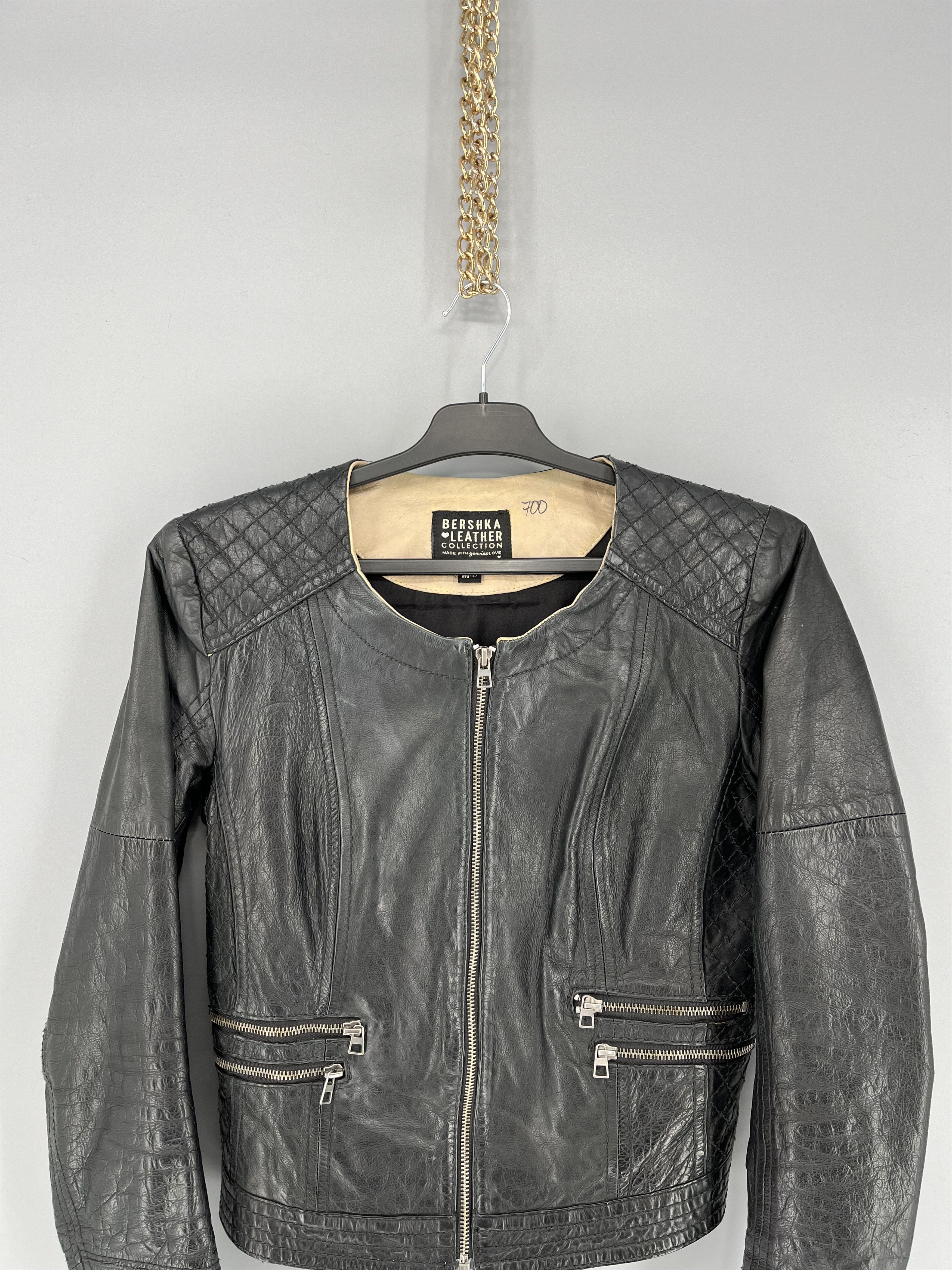 Bershka Bershka Black Authentic Leather Fitted Motorcycle Jacket Size M / US 6-8 / IT 42-44 - 6 Thumbnail