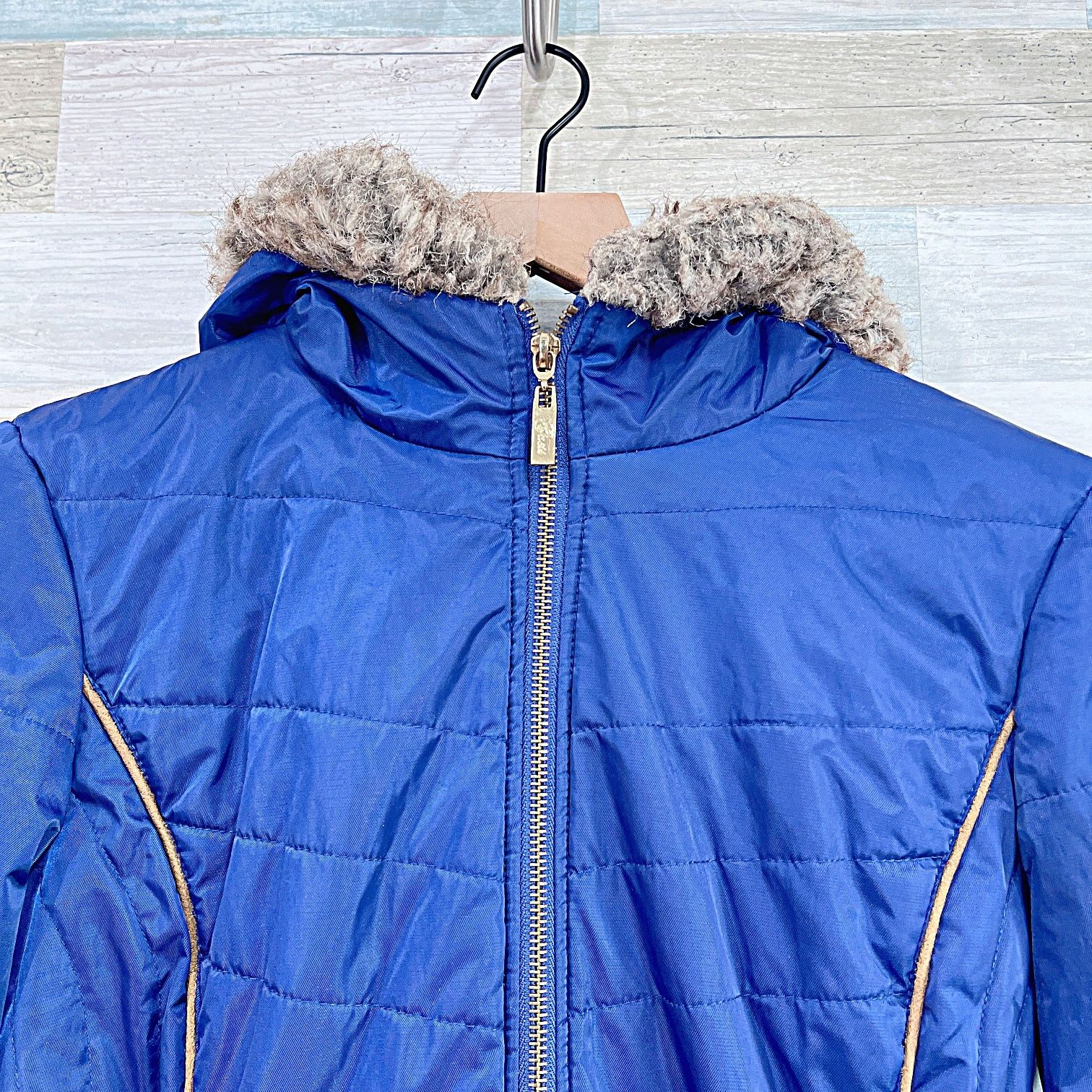 Guess × Vintage Guess Y2K Hooded Belted Ski Puffer Jacket Blue Womens Medium Size M / US 6-8 / IT 42-44 - 2 Thumbnail
