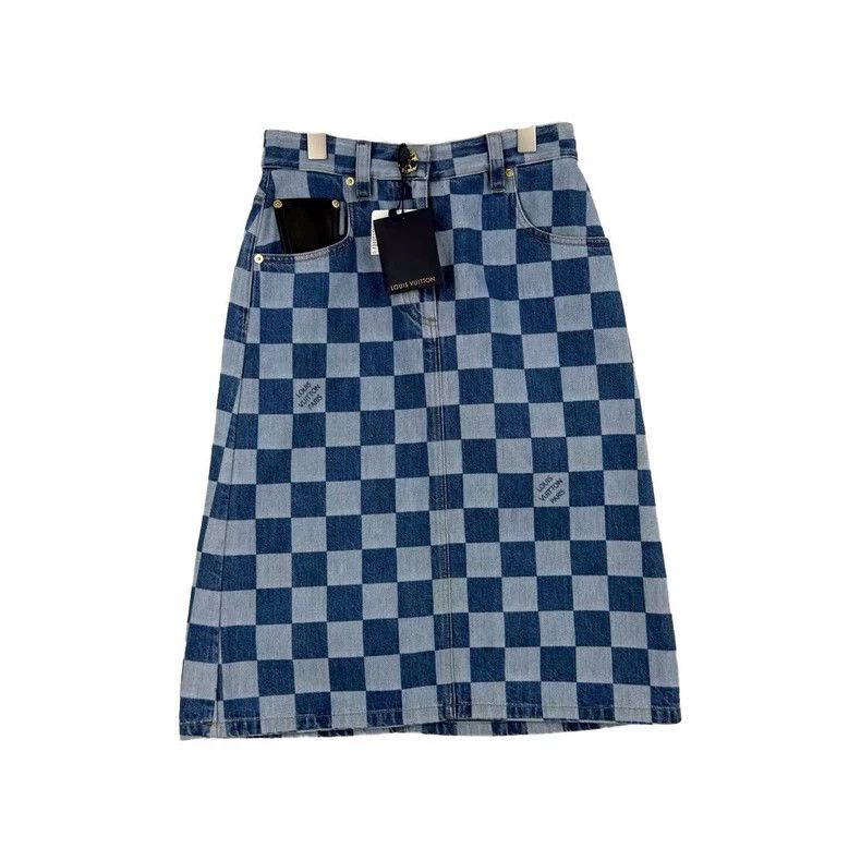 Louis Vuitton Louis Vuitton Washed blue checkerboard sailor button denim Size 35" - 1 Thumbnail