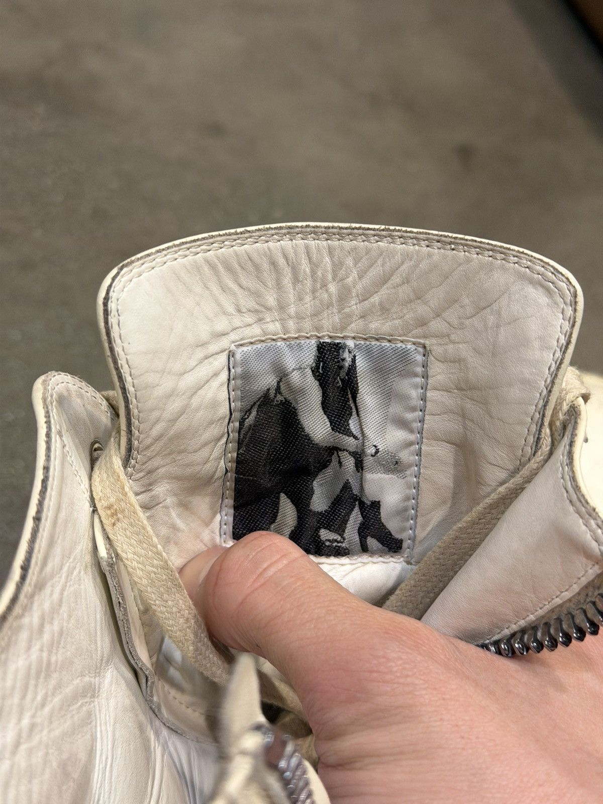 Rick Owens SS18 Milk Leather Ramone Hightop Sneakers 45.5 Size US 13 / EU 46 - 7 Thumbnail