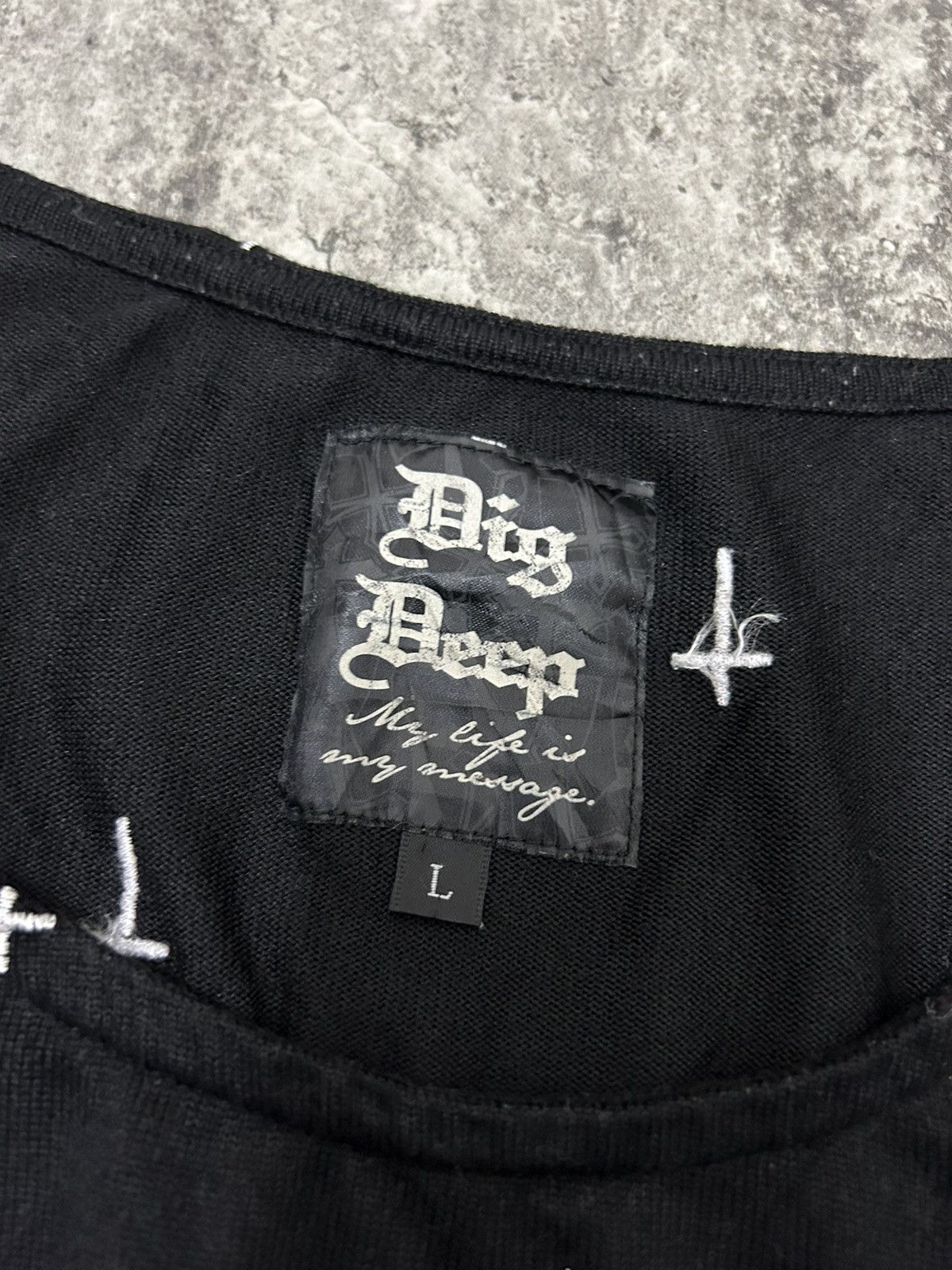 14th Addiction × If Six Was Nine × Japanese Brand Dig Deep Embroidered Aop Cross Acrylic Mini Dress Size L / US 10 / IT 46 - 7 Thumbnail