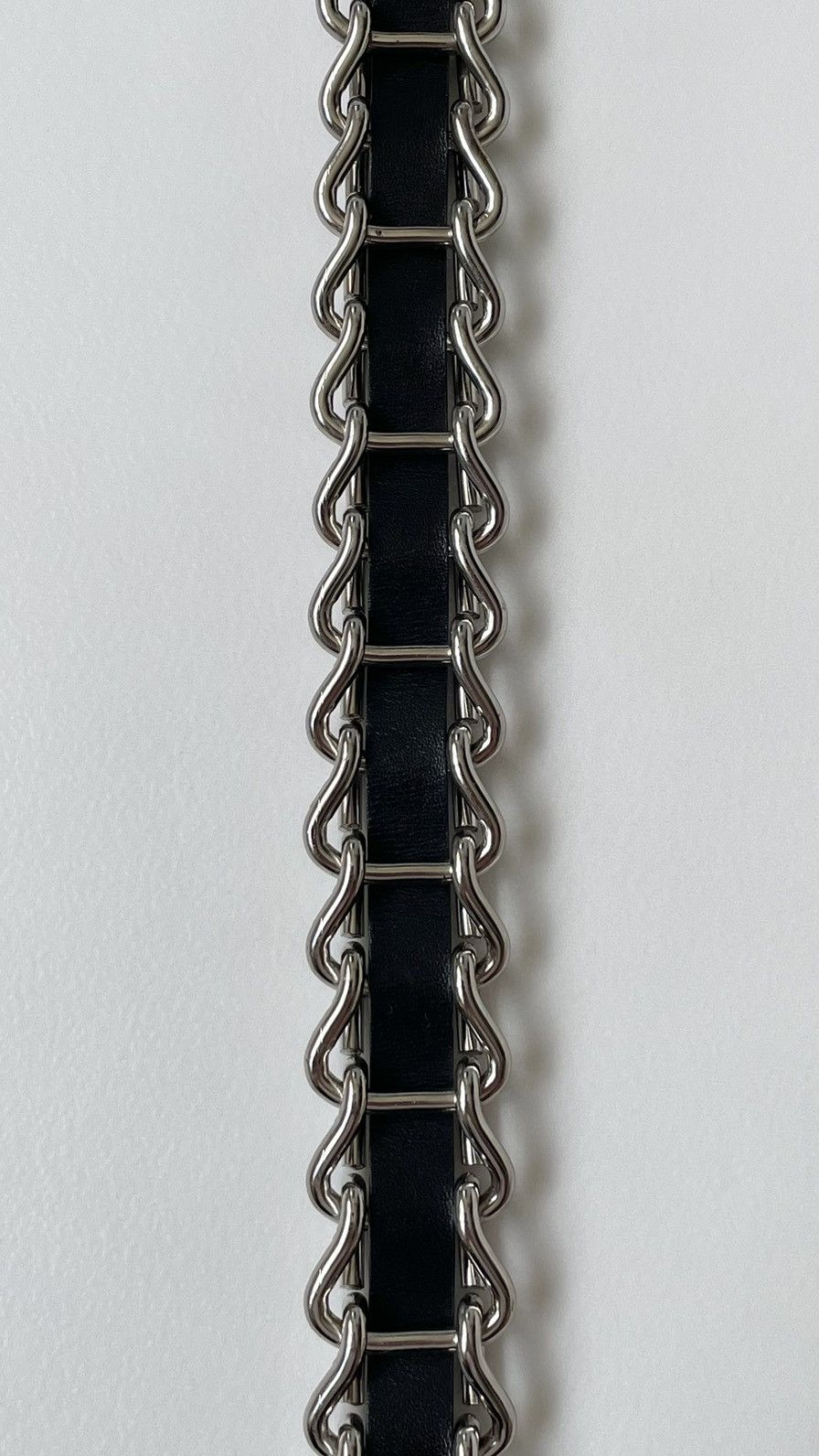 Miu Miu Miu Miu Metal Chain Black Leather Belt Size 30 - 12 Thumbnail