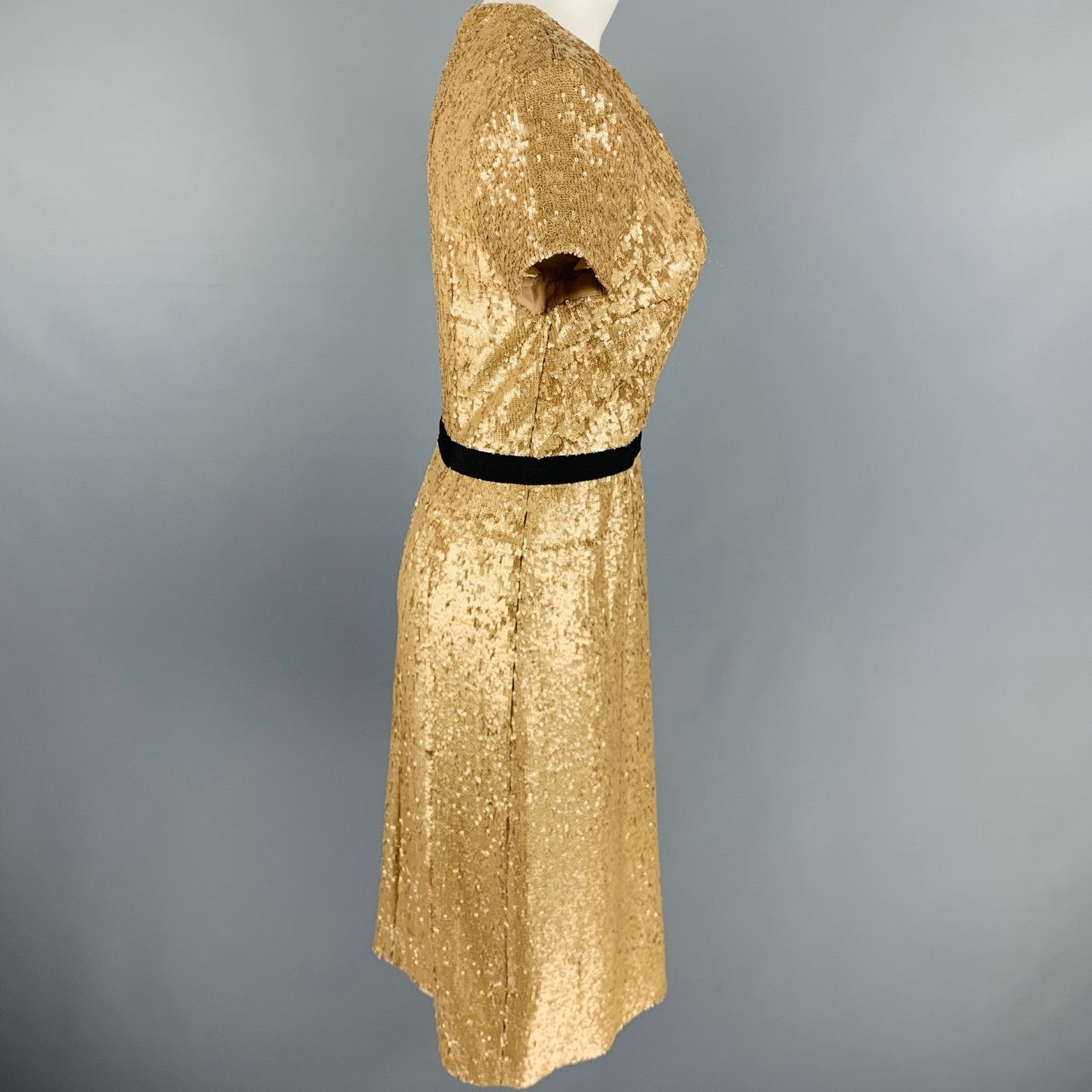 Burberry BURBERRY LONDON Gold Viscose Blend Sequined Cocktail Dress Size M / US 6-8 / IT 42-44 - 3 Thumbnail