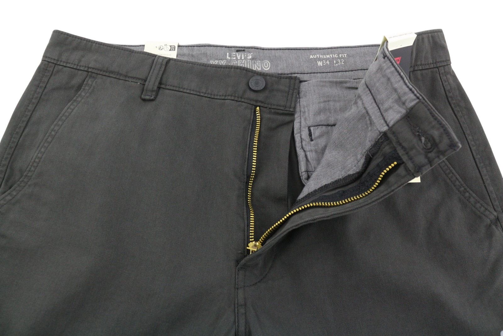 Levi's XX CHINO W34/L32 Dark Grey Straight Zip Pants 87058 Size US 34 / EU 50 - 4 Thumbnail