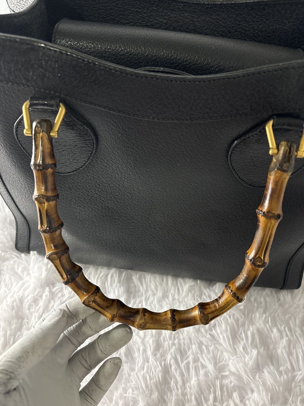 Gucci Gucci Hand Bag Bamboo Black Leather Size ONE SIZE - 3 Thumbnail