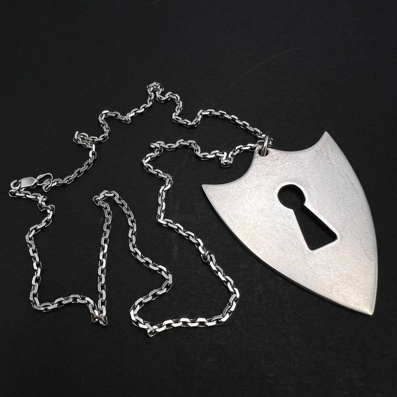 Vintage Silver 925 Shield Necklace Pampaloni Italy 27.9g
