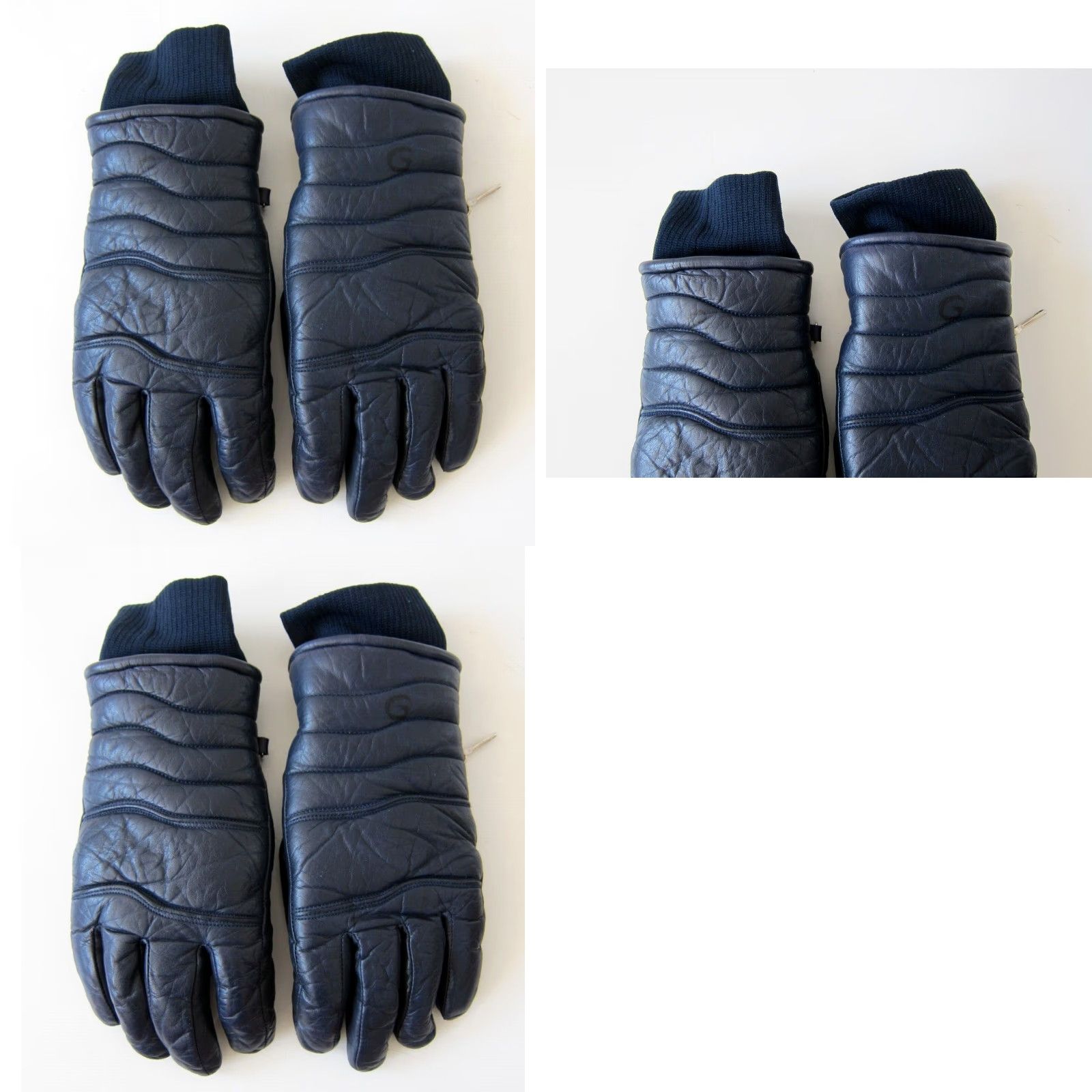 Vintage Vintage Olympia Navy Blue 100% Leather Insulated Snow Ski Warm Glove Men Medium Size ONE SIZE - 8 Thumbnail