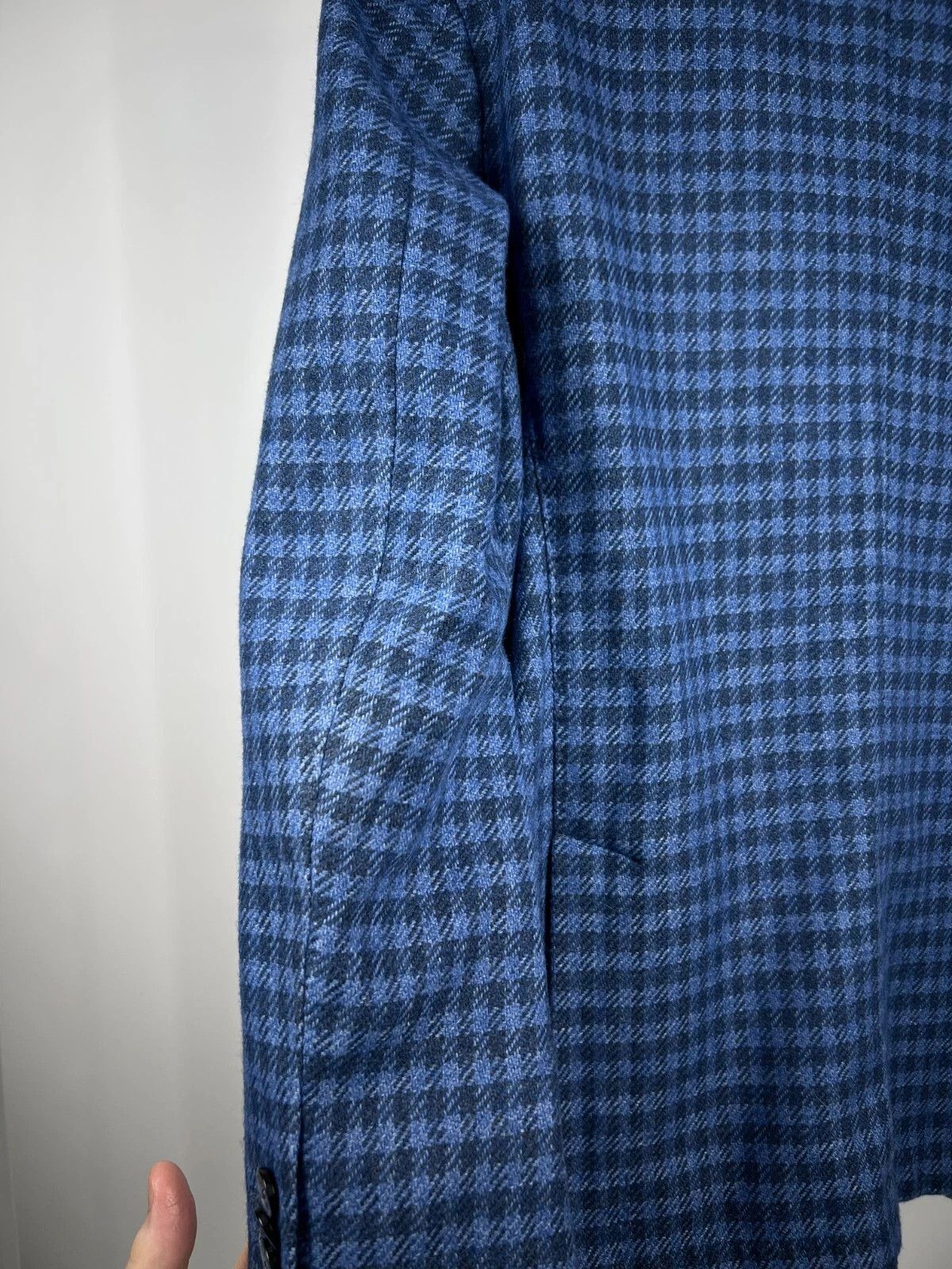Boggi Milano Check Unlined Wool Blend Patch Pocket Blazer